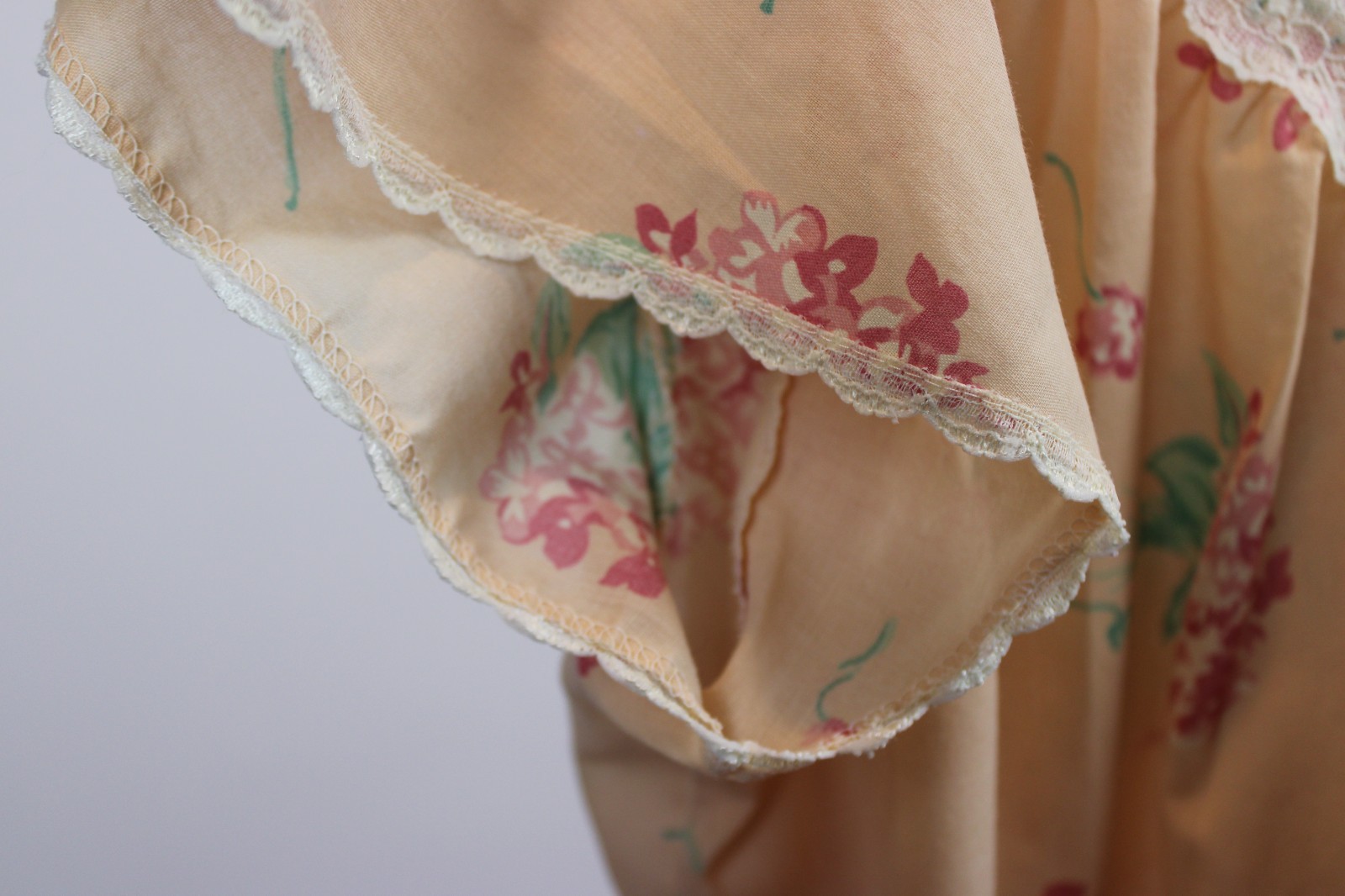 Quiet Moments Nightgown – 1X, Made in USA, Floral, Lace Trim, 40” Length