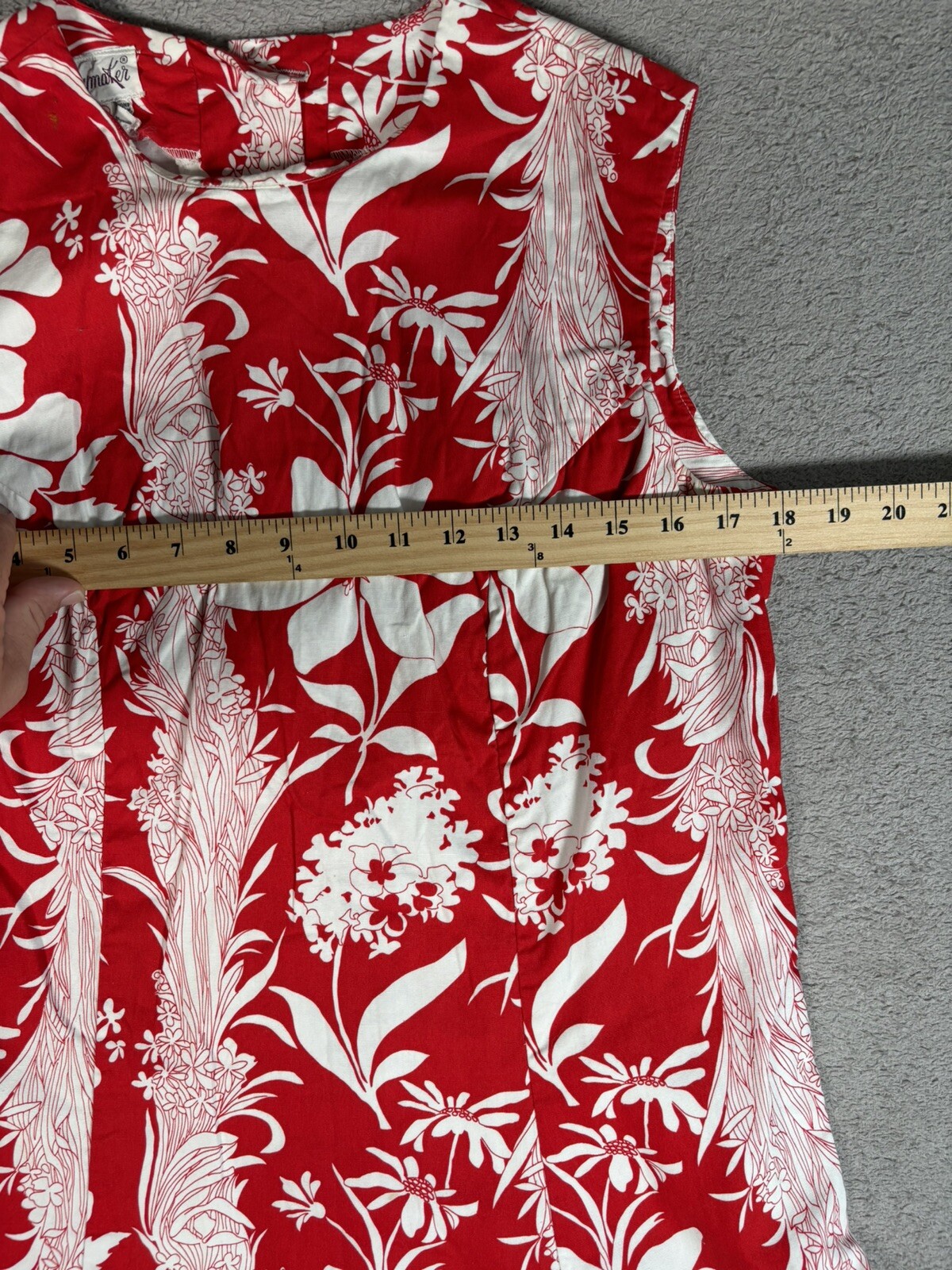Vintage Haymaker Red Fit And Flare Hawaiian Flora Print Summer Beach Dress M-L