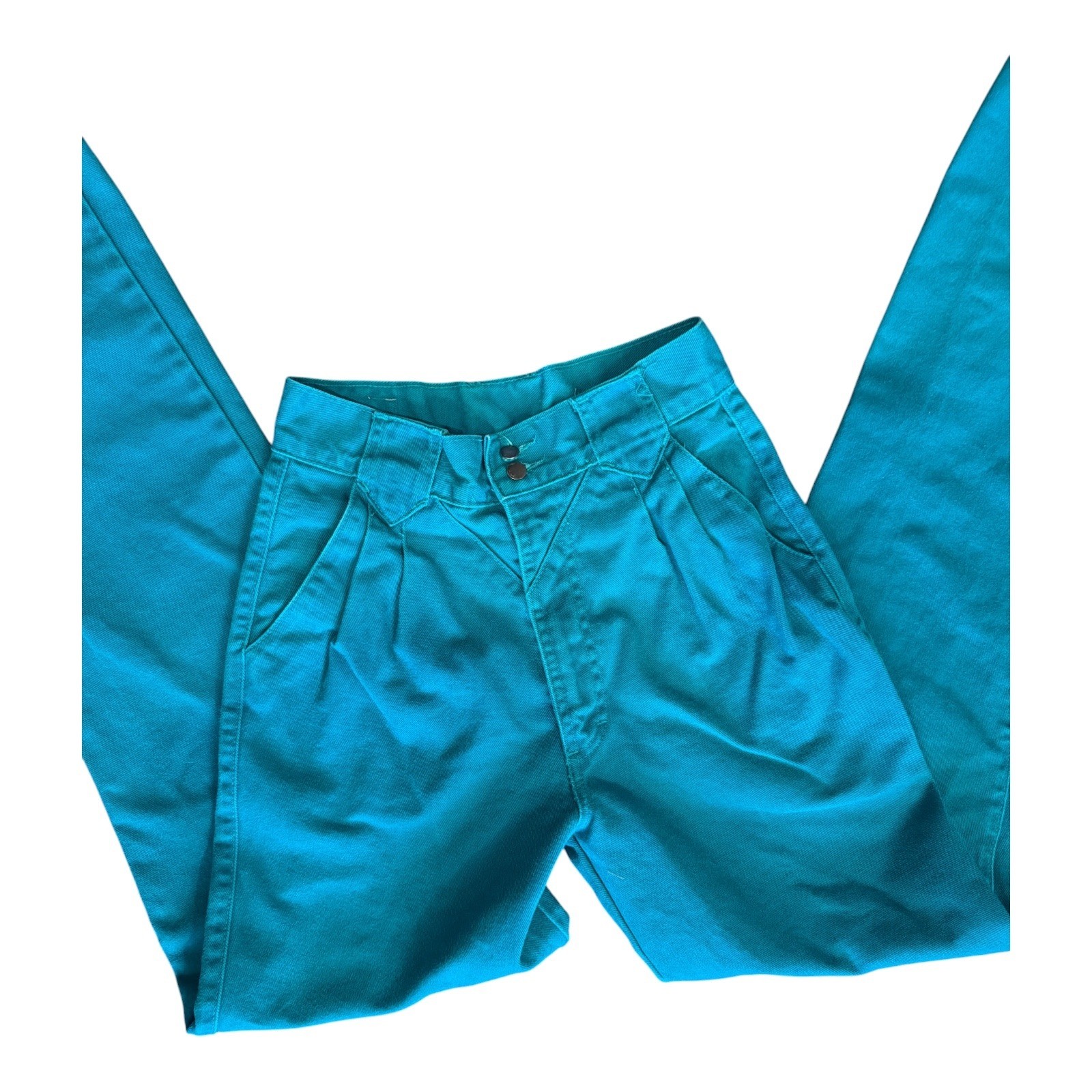 Vintage Rocky Mountain Teal High Waisted Western Pleated Tapered Jeans 24 Waist