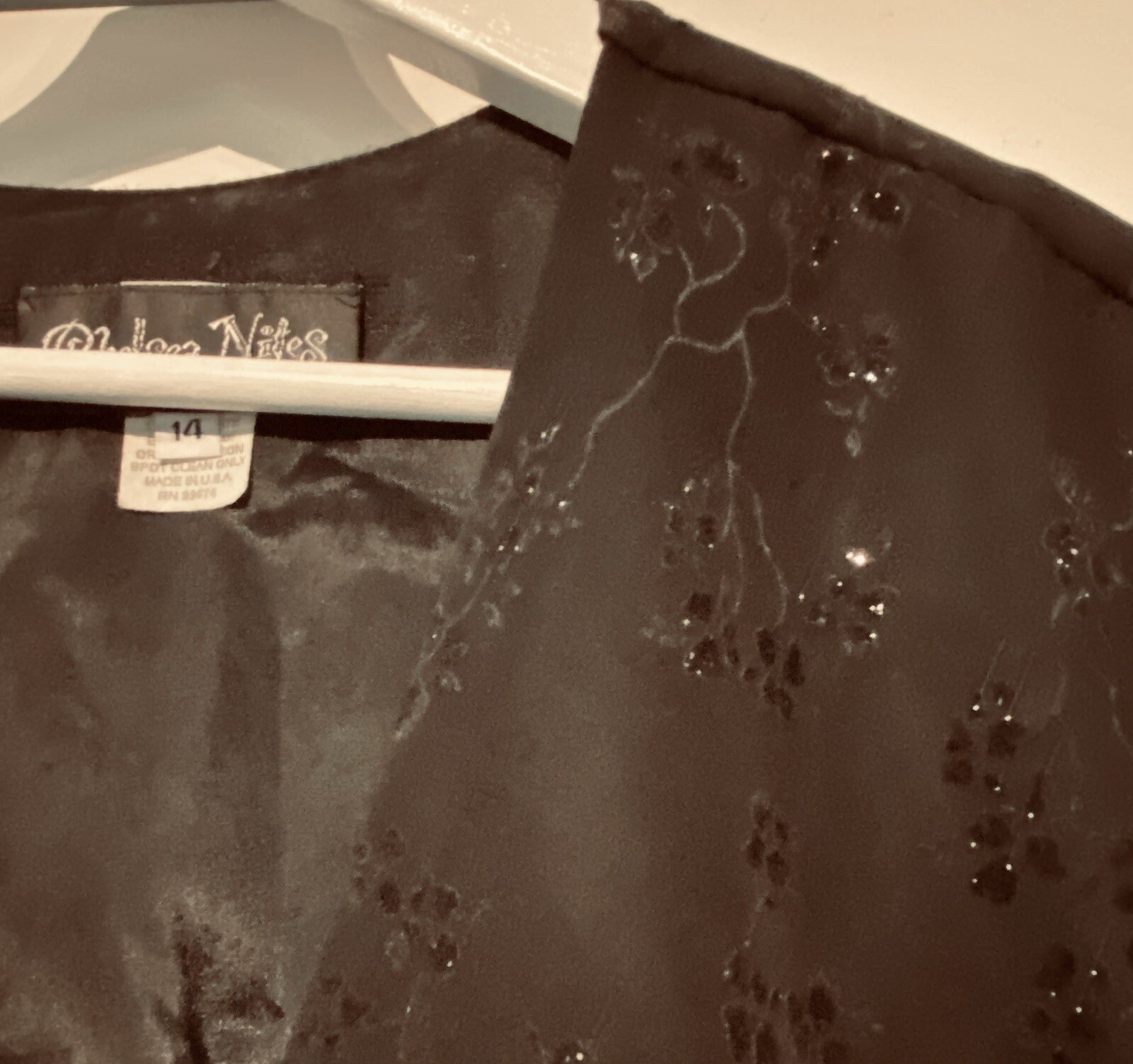 Vintage Chelsea Nites Womens Shiny Black Bolero Jacket Size 24 Made in USA