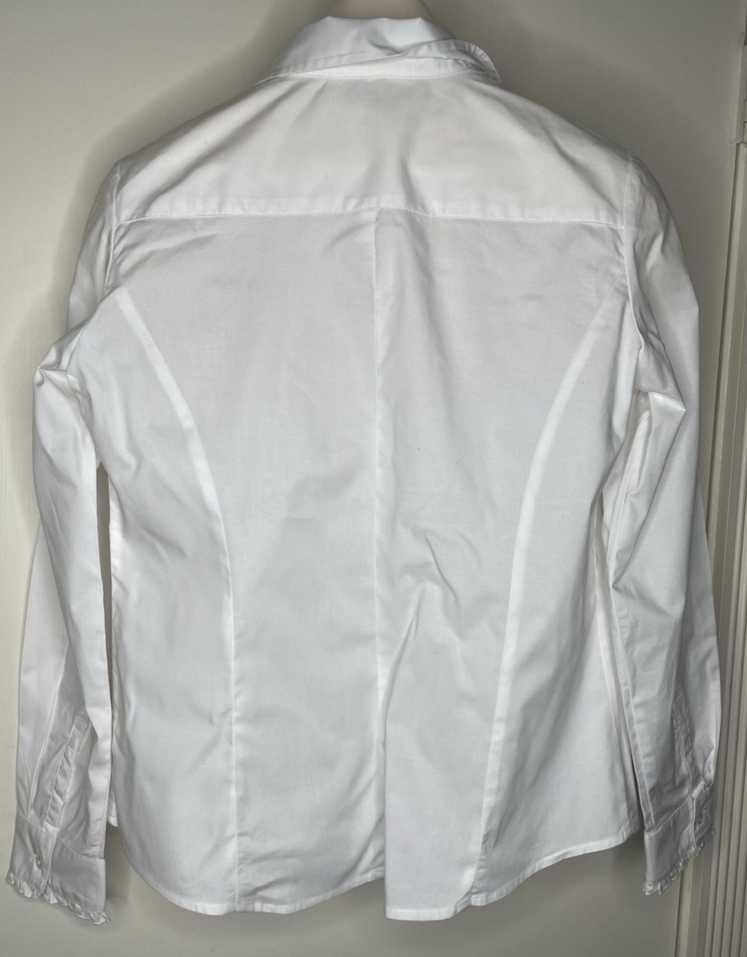 Vintage Chadwick’s Size 10 Stretch Button Down L/S White Ruffle Shirt Top