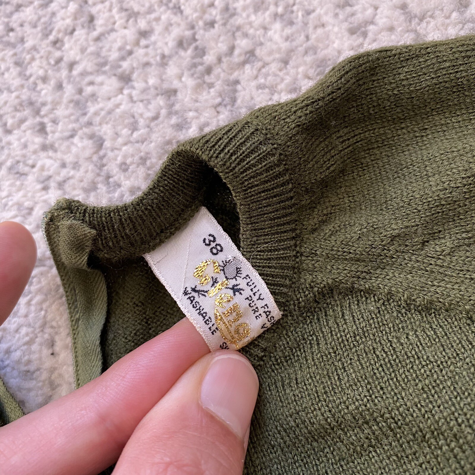 Vintage 60s Green Sweater Long Sleeve Size 38 Zip Neck
