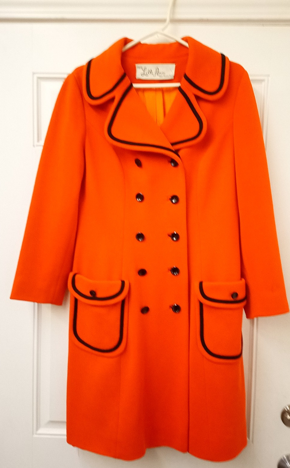 Vintage 60s Lilli Ann coat orange/red black Paris San Francisco mod