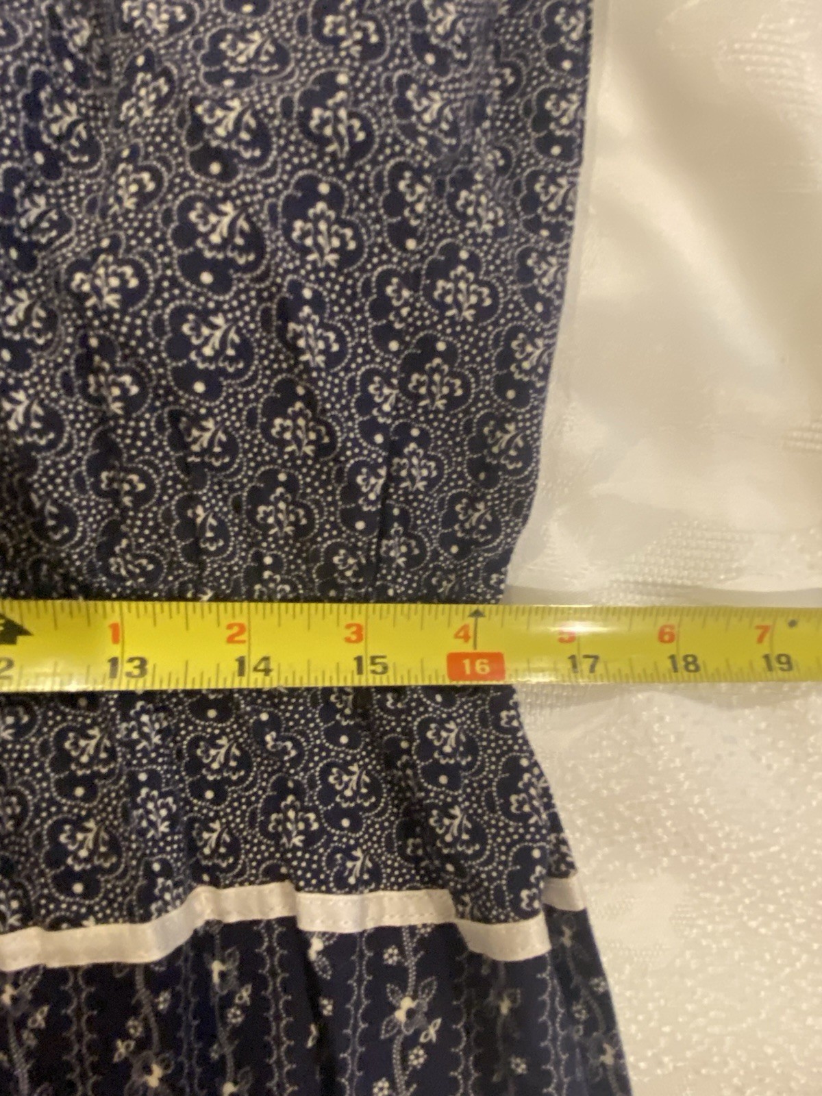JCPenney navy cotton sun dress spaghetti straps floral lace prairie NWT Large