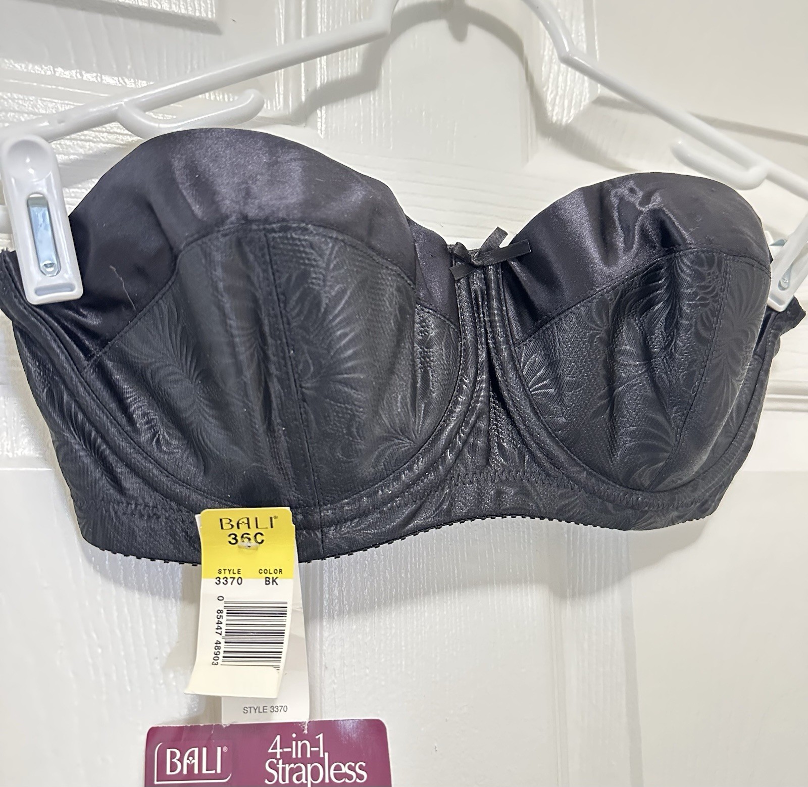 Vtg NWT Bali 4 In 1 Strapless Bra Black 36C No Straps