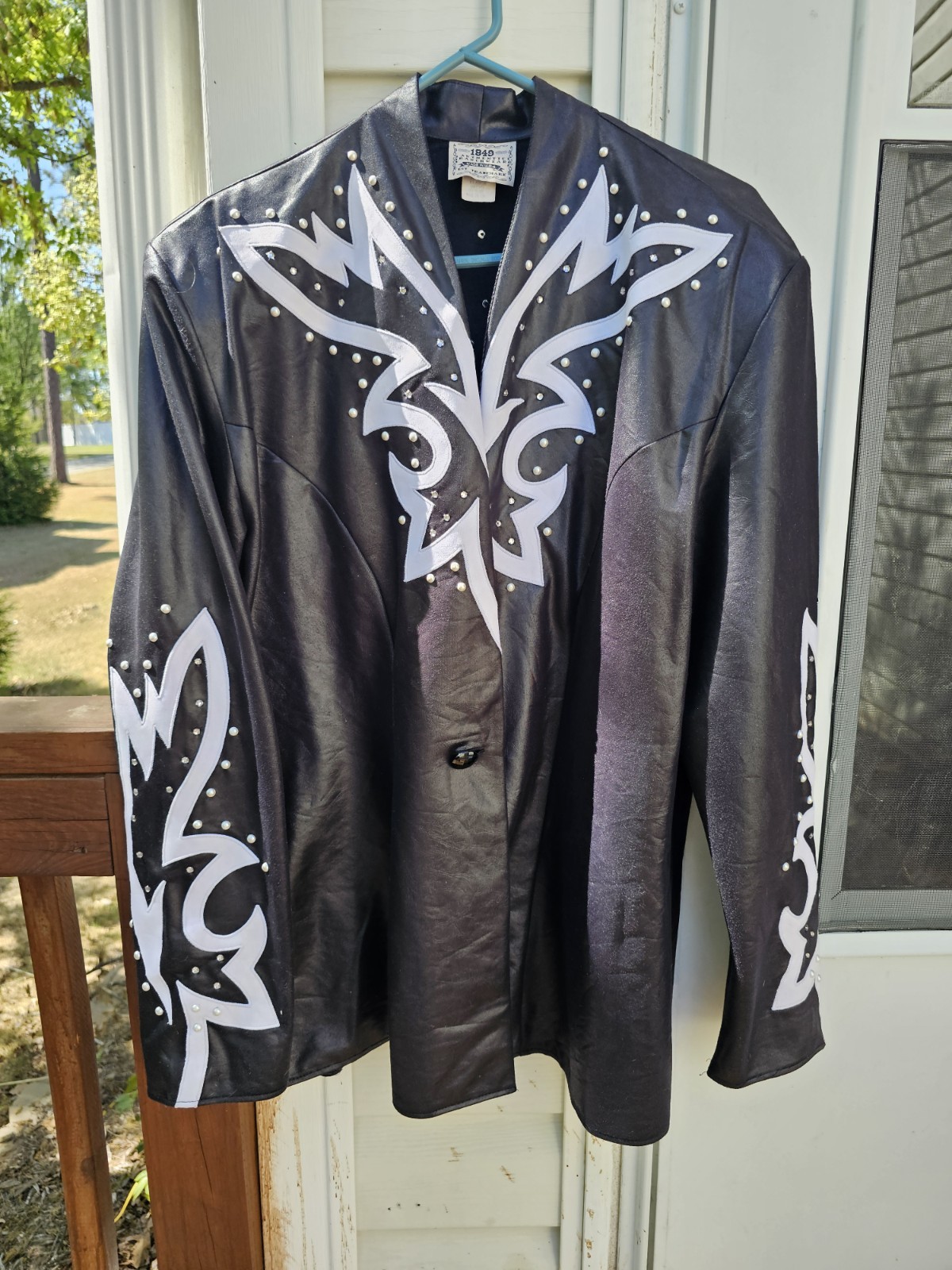Authentic 1849 Ranchwear Black Embellished Pearl Gem Jacket Sz XL USA Made Vtg