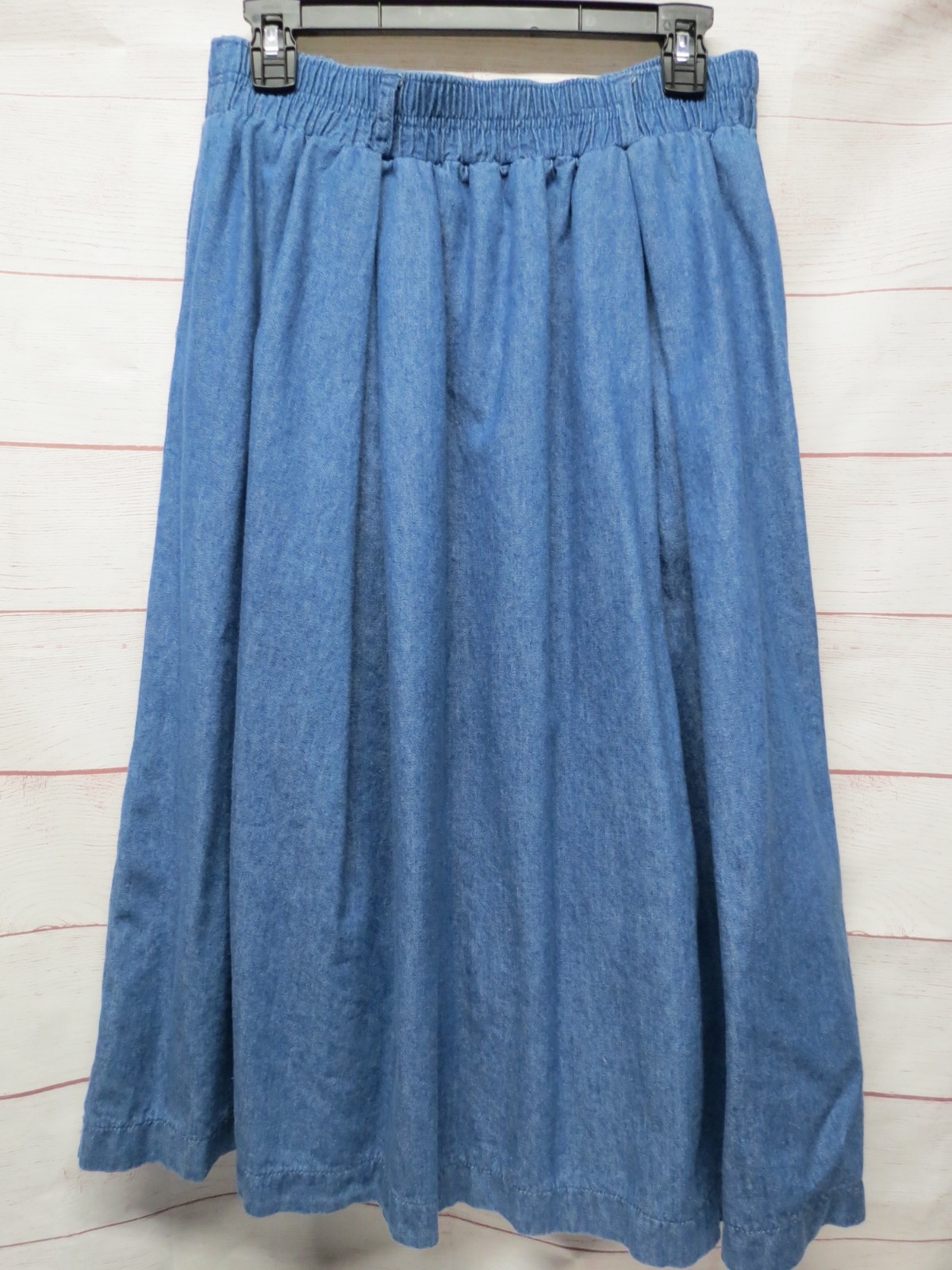 Vintage Gotcha Covered Size 12 Petite Pull On Denim Jean Skirt Elastic Waist
