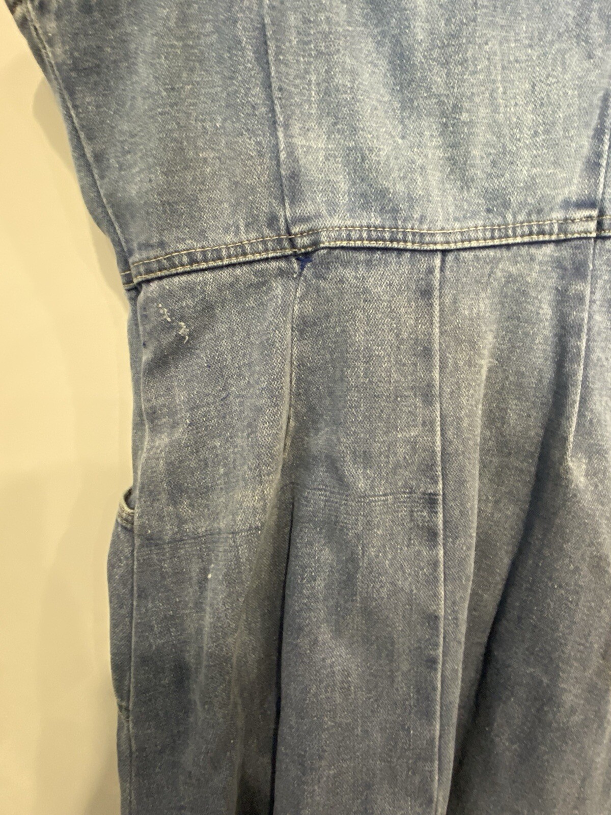 Vintage 70s/80s Kumar Bros Denim Jumper Overalls Dress Midi Rigid Denim Rare