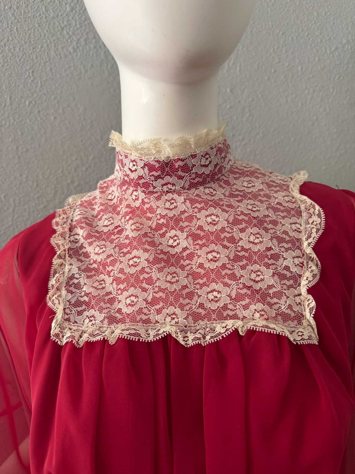 Vintage 70s Chiffon Prairie Cottage Core Party Victorian Maxi Dress M