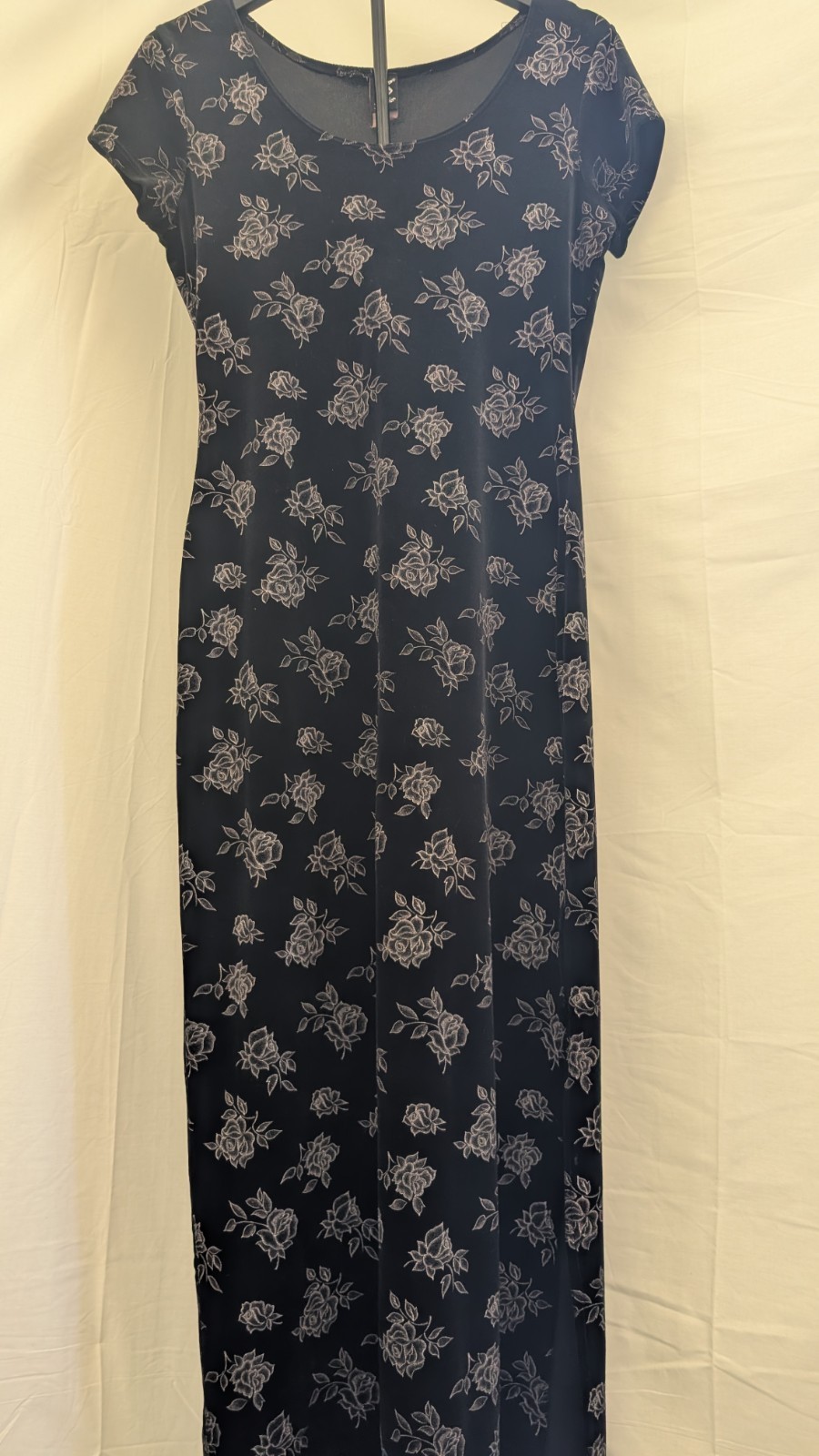 Vintage 90s whimsigoth Goth Velvet Rose Maxi Dress Size Small