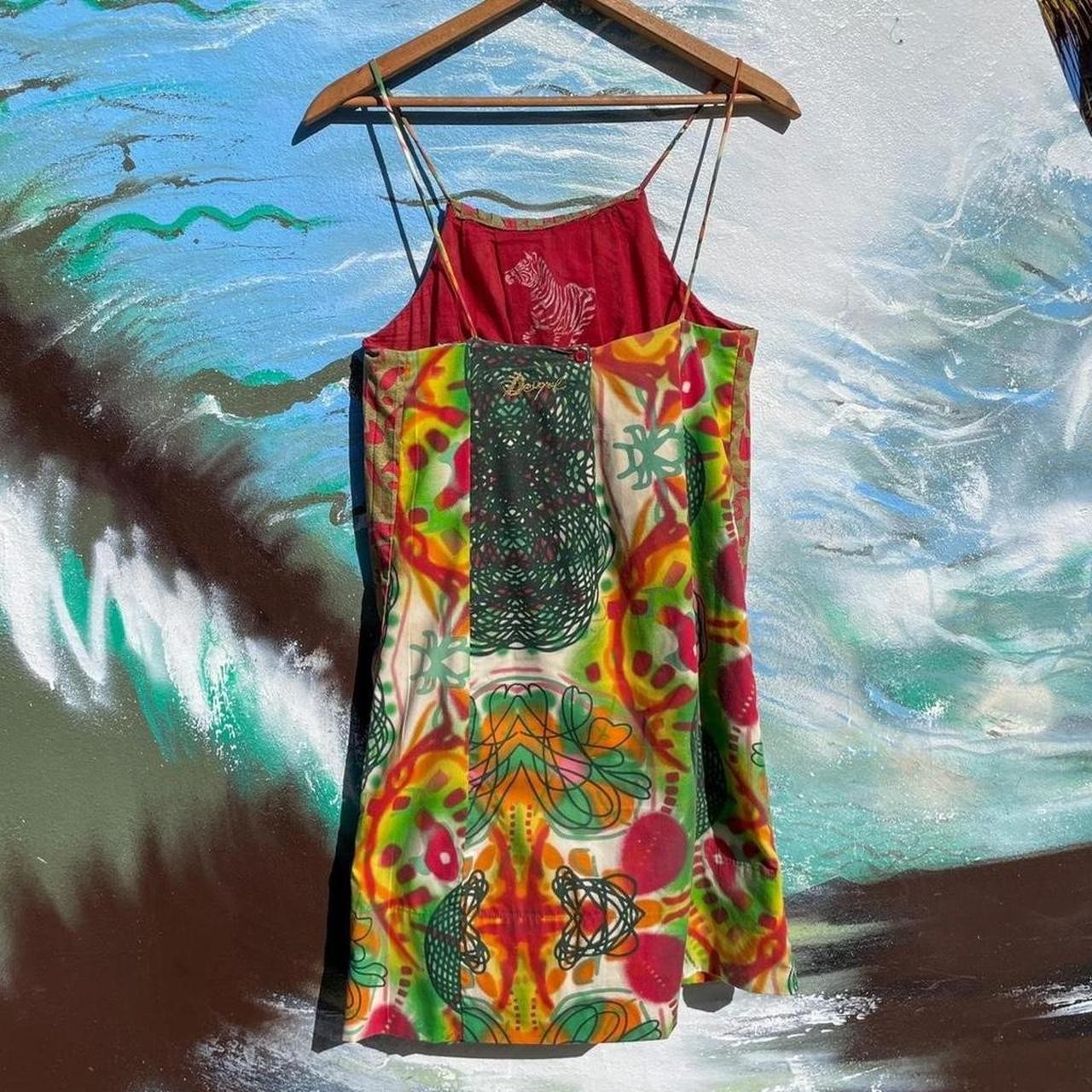 90s Desigual hippie patchwork cotton mini dress reversible