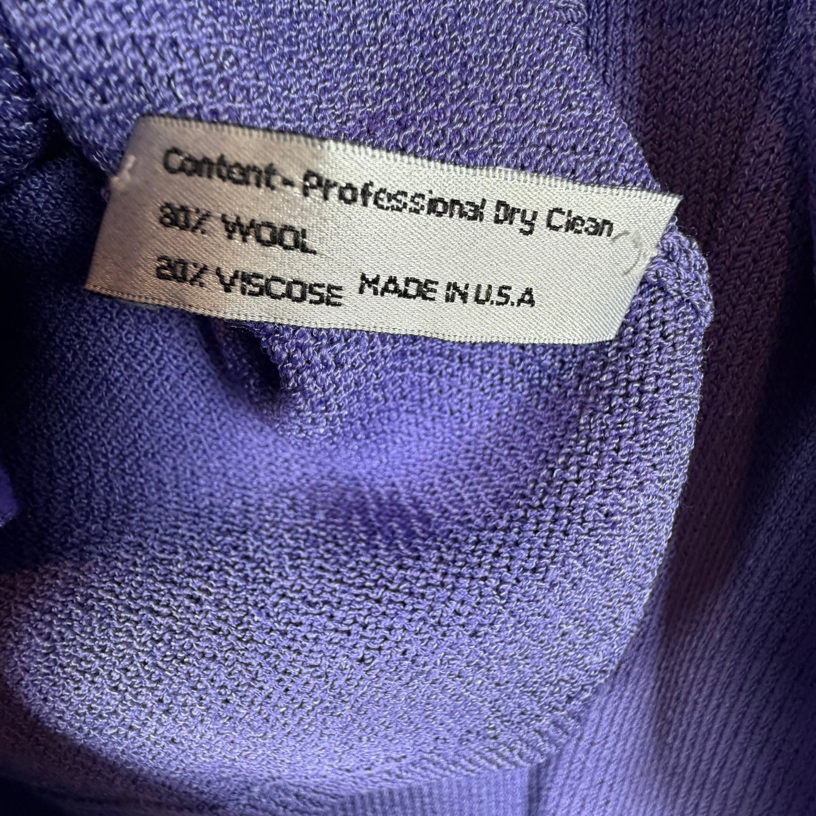 Vintage J.S.S. Purple Wool Blend Knit Skirt Suit Set Gold Crest Buttons Size S
