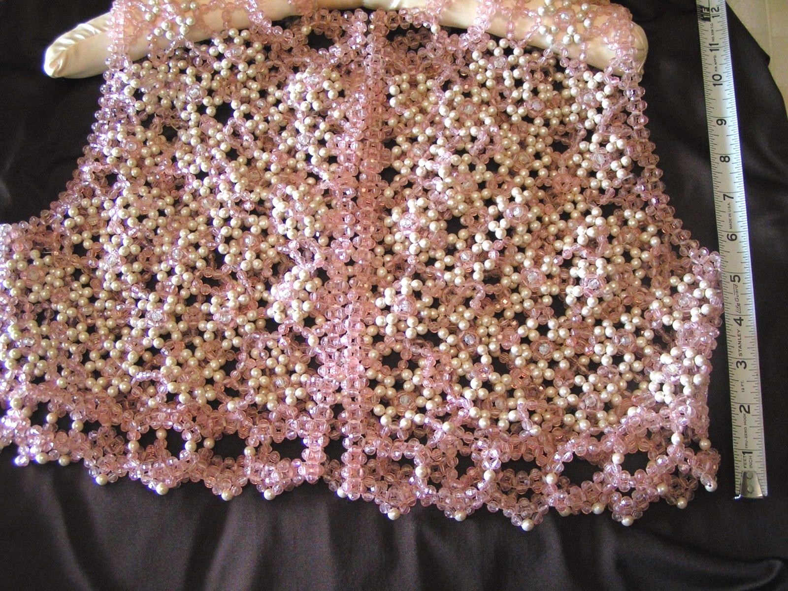 Rare Pearl Pink & White Beaded Vest Topper Party Top Vest Size Small Orig. Owner