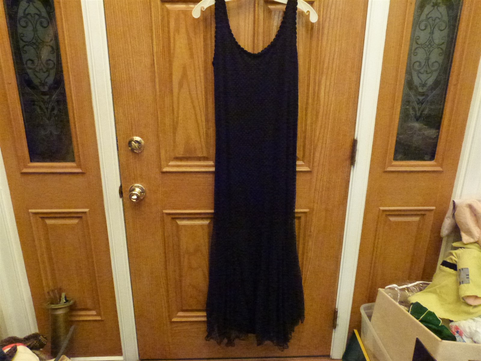 VTG 1980s black swiss polka dot flapper sheath long gothic dress & sheer jacket