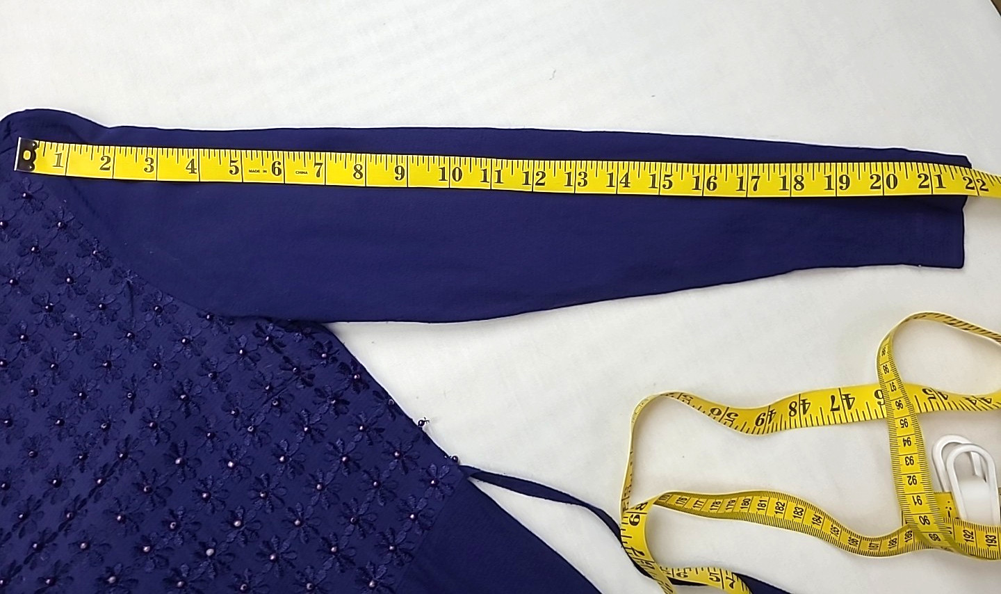 Vtg long Sleeve Floor Length Blue Dress Featuring Beaded Embellishments