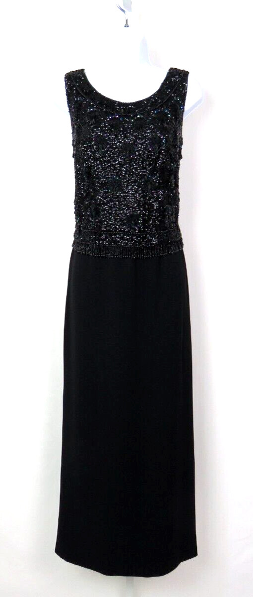 VTG 1960s 70s HOUSE OF GOLD BLACK SEQUIN BEADED TOP & SKIRT OUTFIT