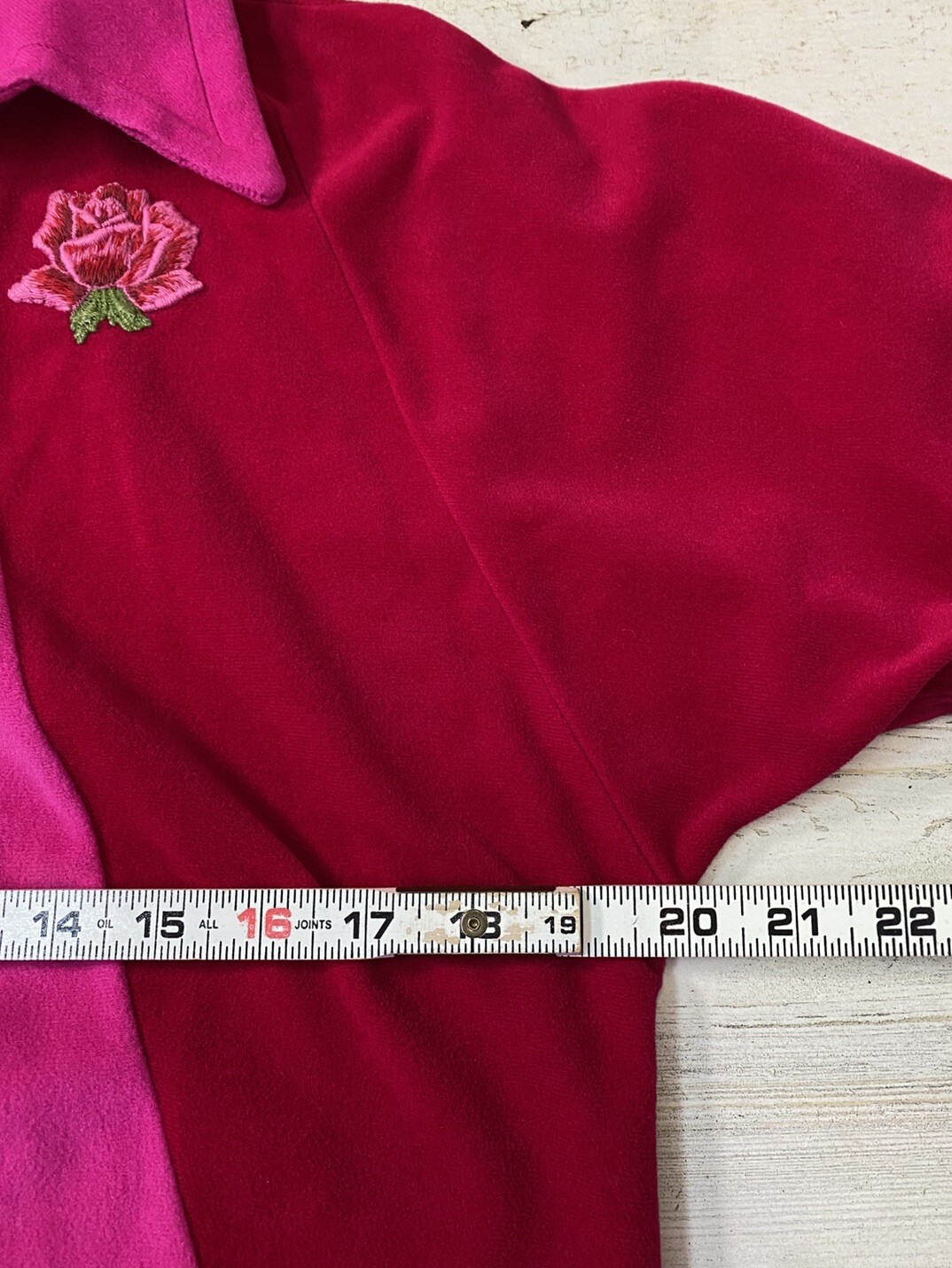 Vtg At Home Wear by Van Raalte House Coat Robe Velvety Feel Colorblock Sz 8