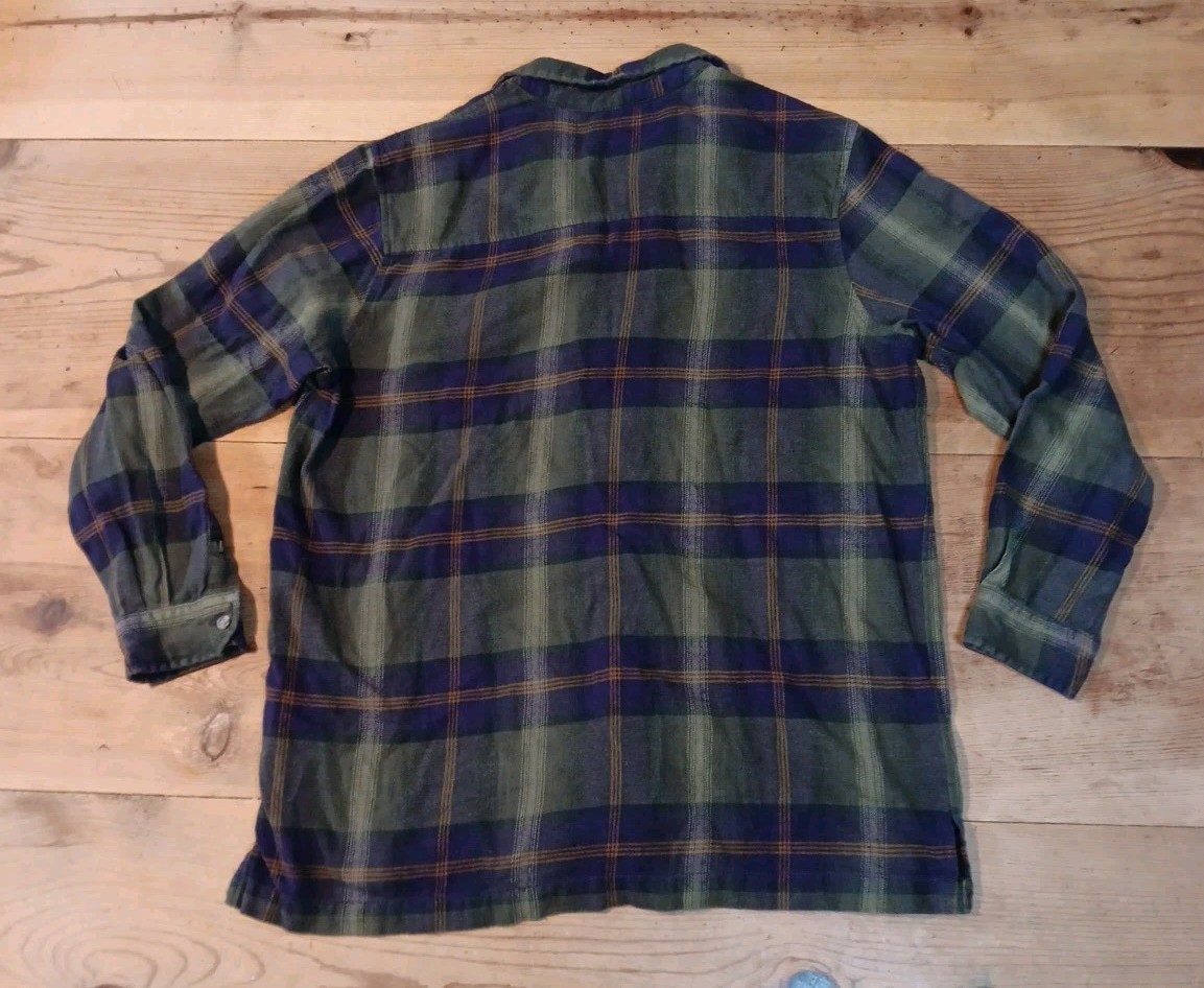 Vtg Faded Glory Womens L Plaid Flannel Shacket Shirt Full Zip Cotton Cabincore