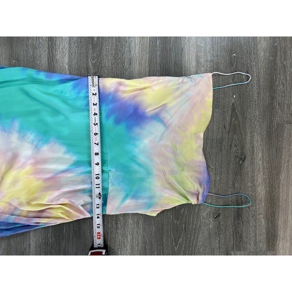 Retrofete Tie-Dye Cowl Neck Marelene Silk Slip Maxi Dress Size L