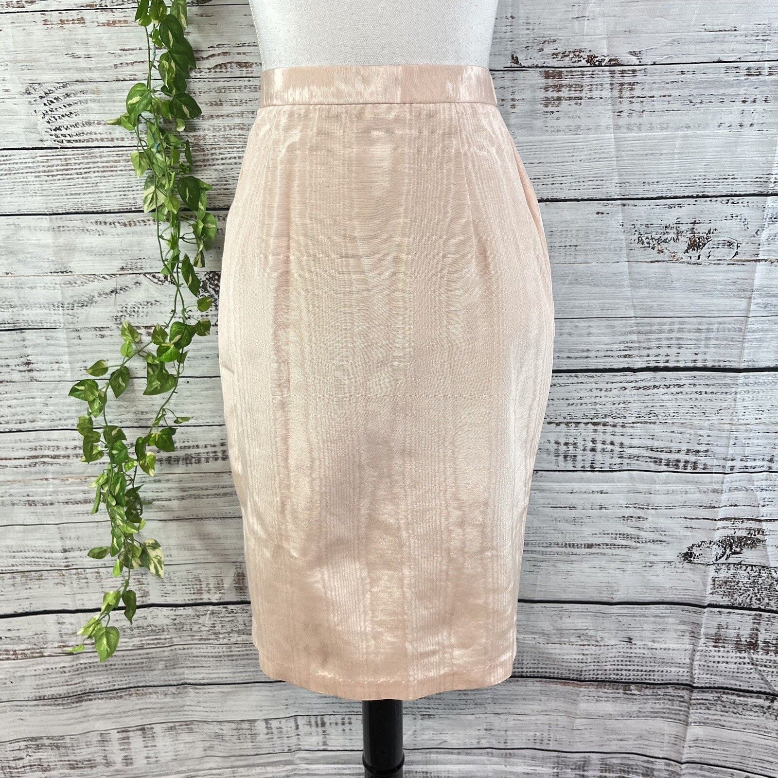 Scott McClintock 80s Vintage Pink Taffeta Lace Skirt Suit Size 8 Wedding Prom