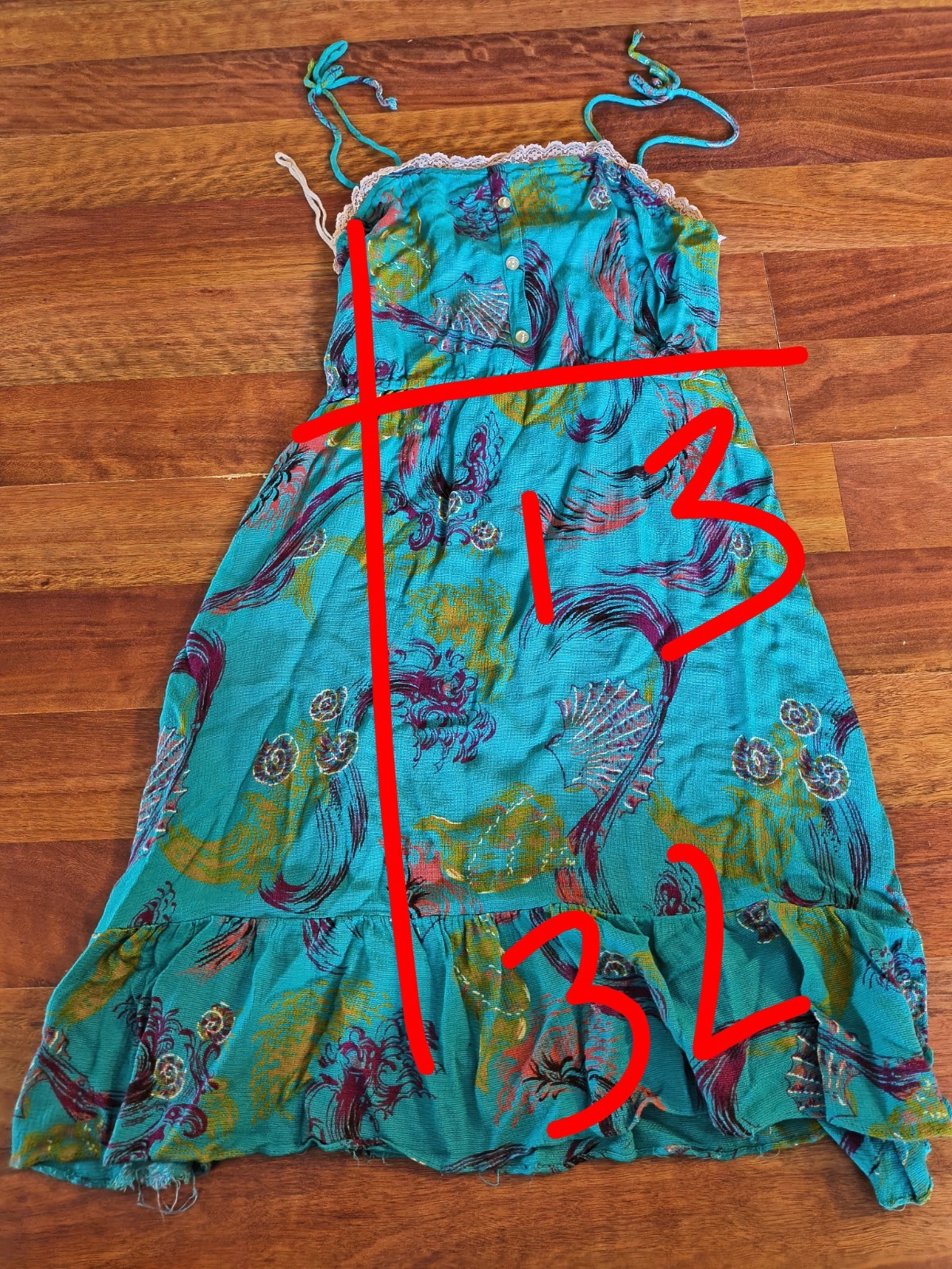 Vintage Jackie O Bright Beachy Teal Dress 1970s Size 13