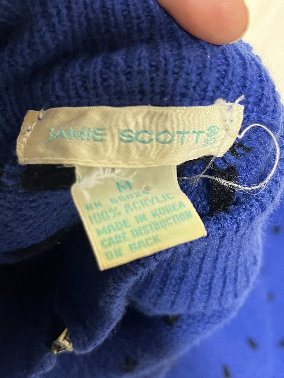 VTG Jamie Scott Knit Sweater Robber And Copper Chase Story On Pullover Sz M 5448