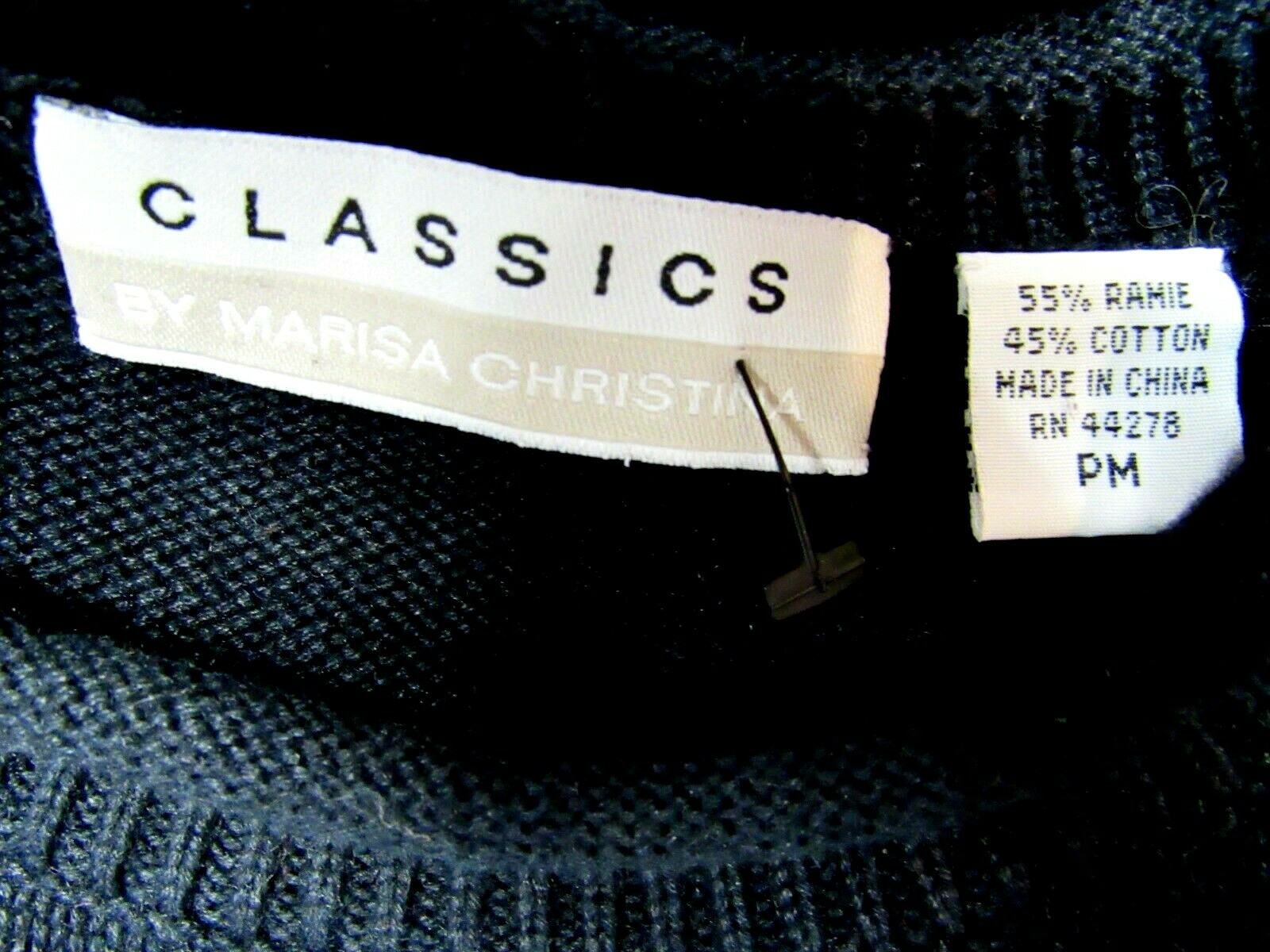 VTG MARISA CHRISTINA Knit Sweater Top Embroidery Leaf Acorn Black Wine PM EVC