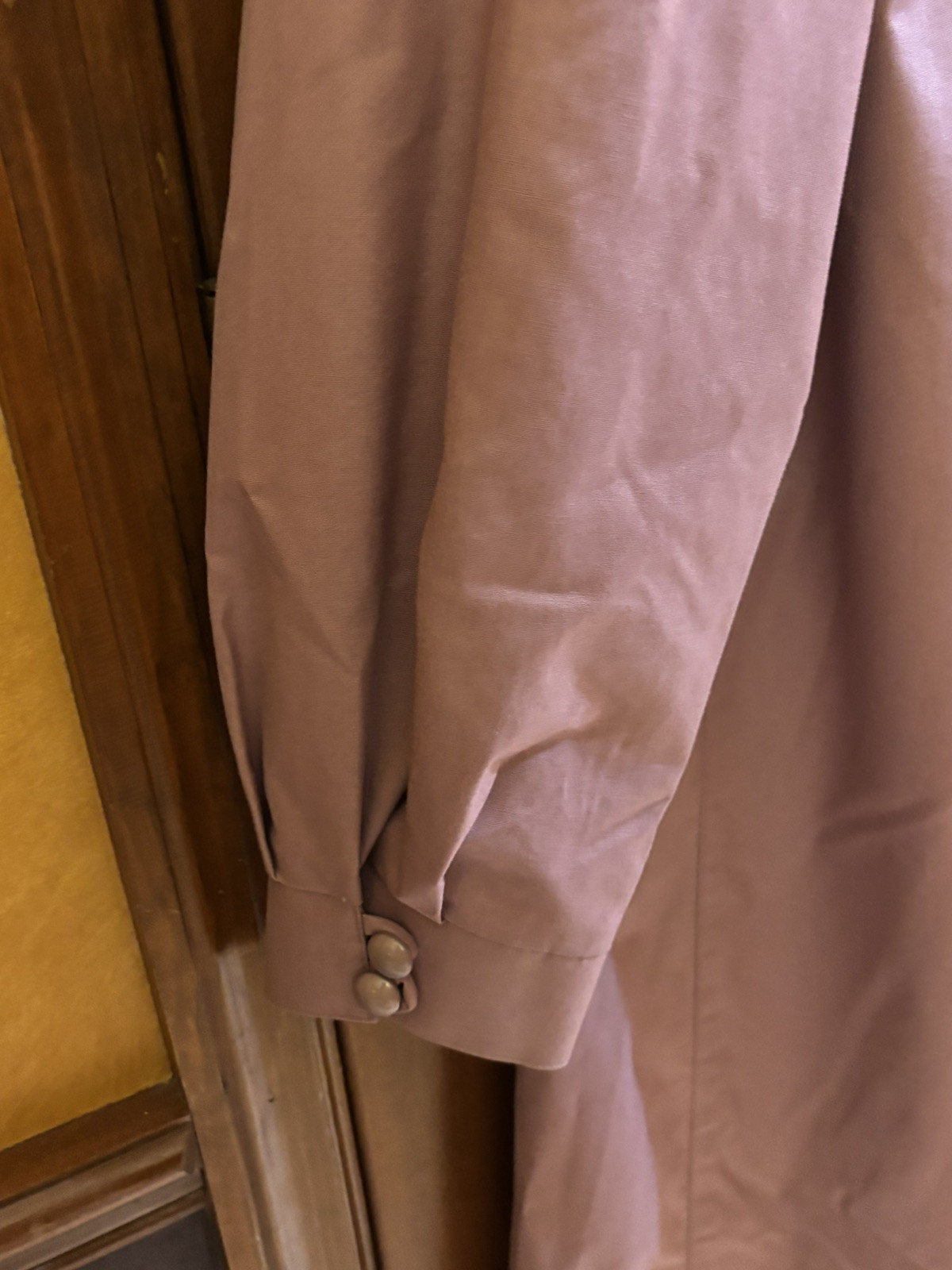 Vintage 70s 80s London Fog Trench Coat Ruched Collar Dusty Rose Lilac 12 Petite