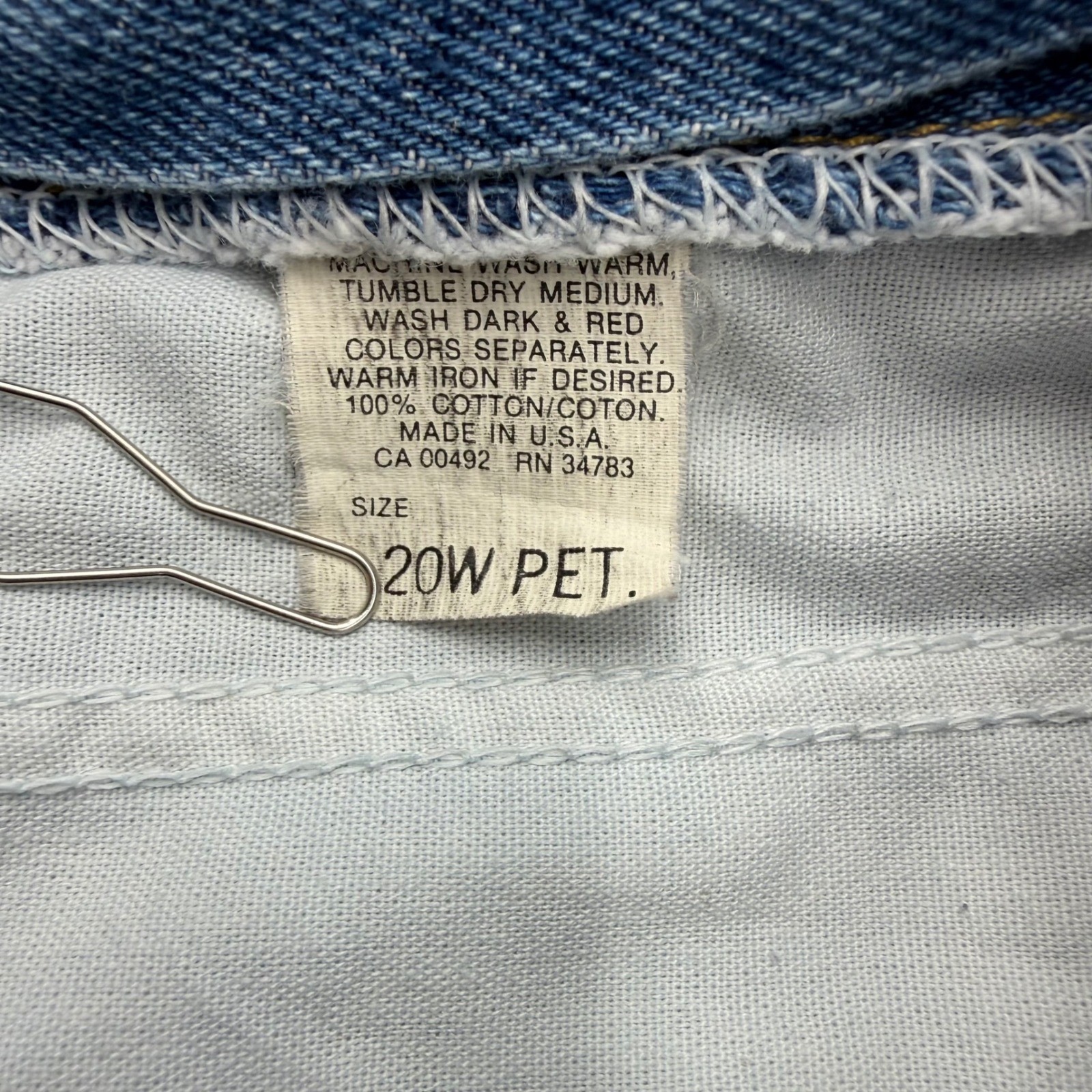 Lee Mom Jeans Womens 20W Pet Blue High Waist Elastic Back Made in USA Vintage