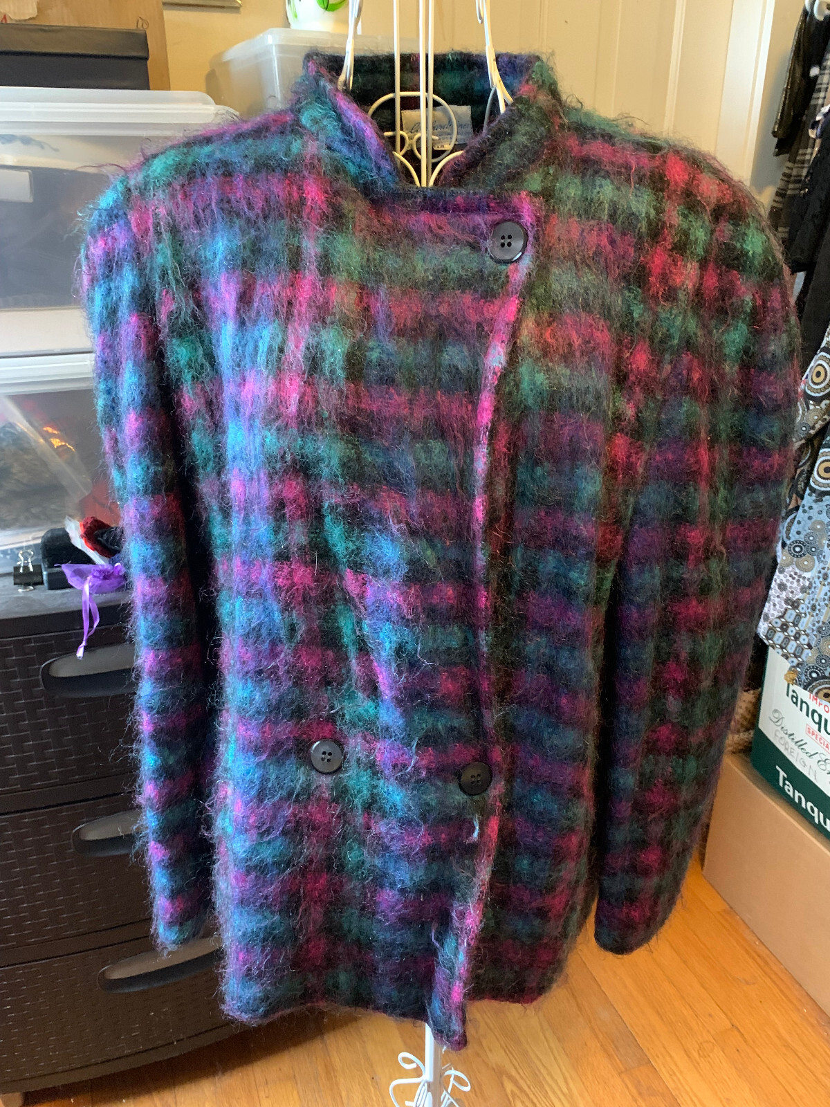 *VINTAGE* 1980s LOMBARDI INC. Mohair Plaid Jacket / Coat – Size 14