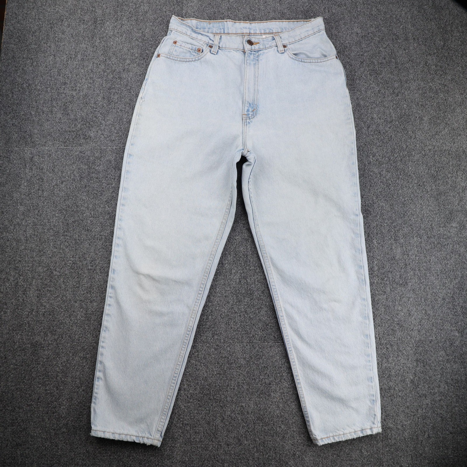 Vintage Levis 521 Tapered Fit High Rise Mom Jeans Light Wash Blue Women 14 Short