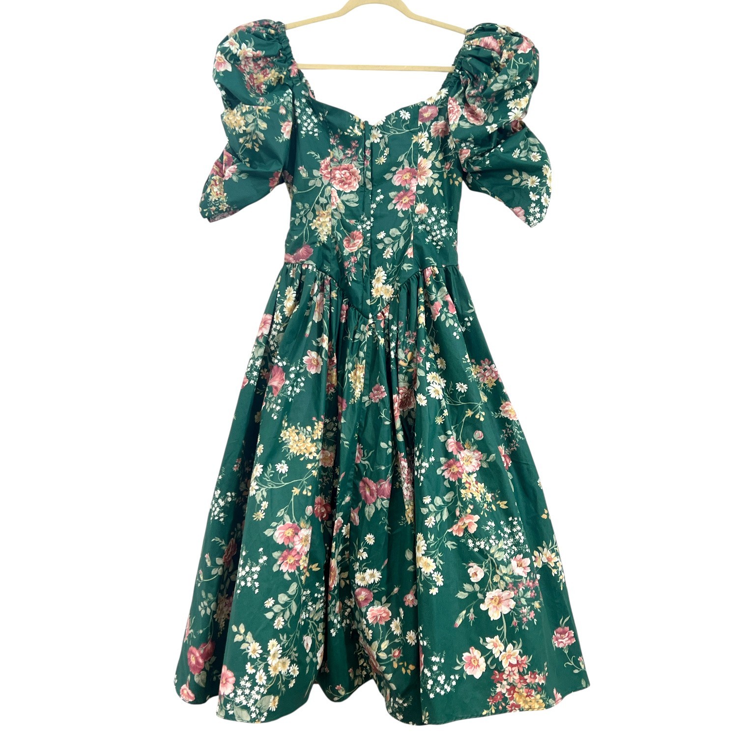 Vintage 80’s Loralie Floral Cottagecore Dress Green Size 10 Pre-Loved