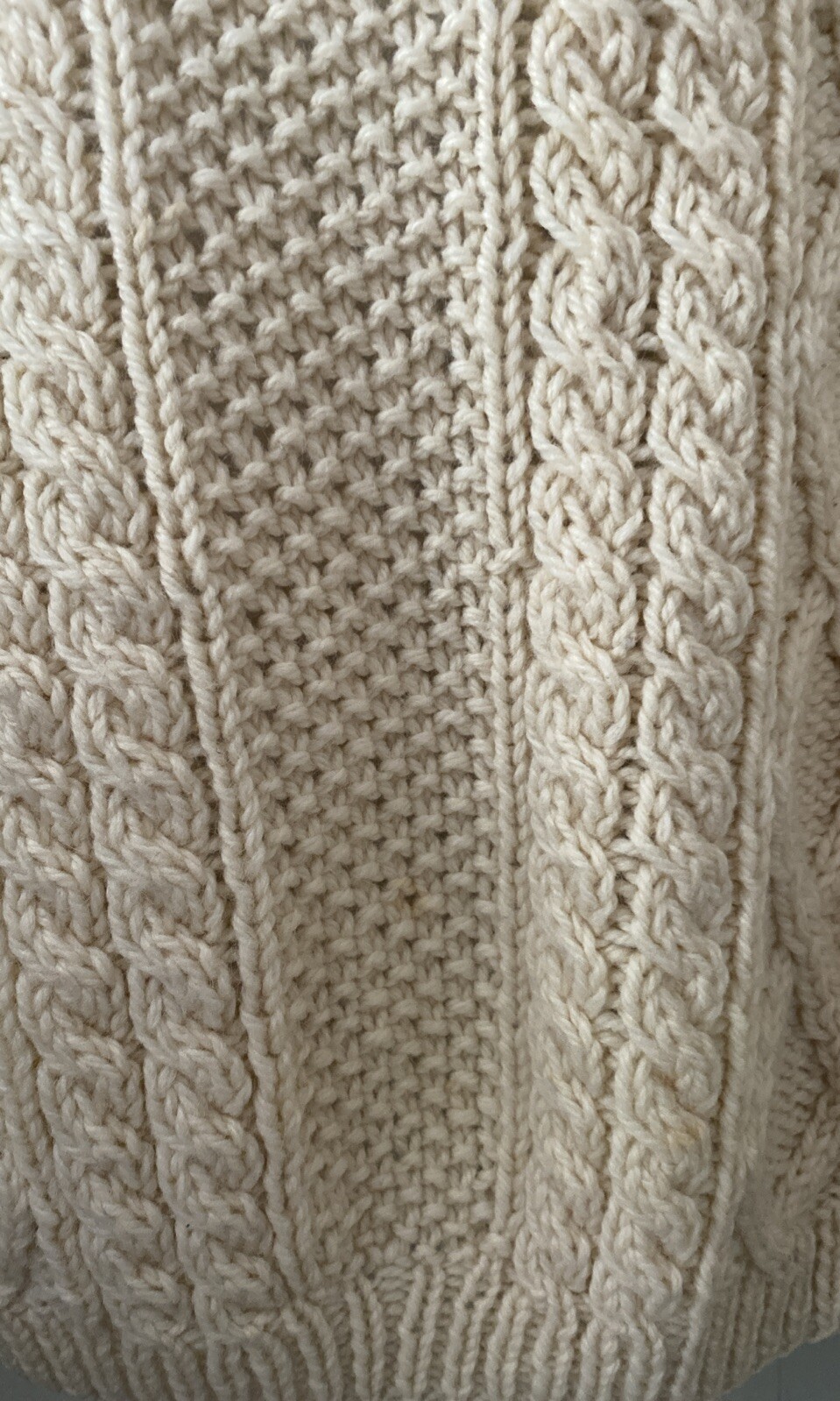 Vintage Stix Baer Fuller 100% Wool Chunky Cable Knit Sweater Cream Sz M Italy