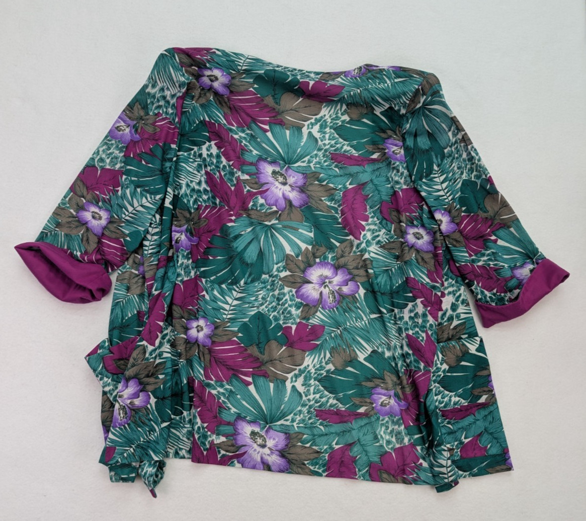 Vintage 80s 90s Women’s Jacket Size 20WP Lady Darian Green Purple Floral Print