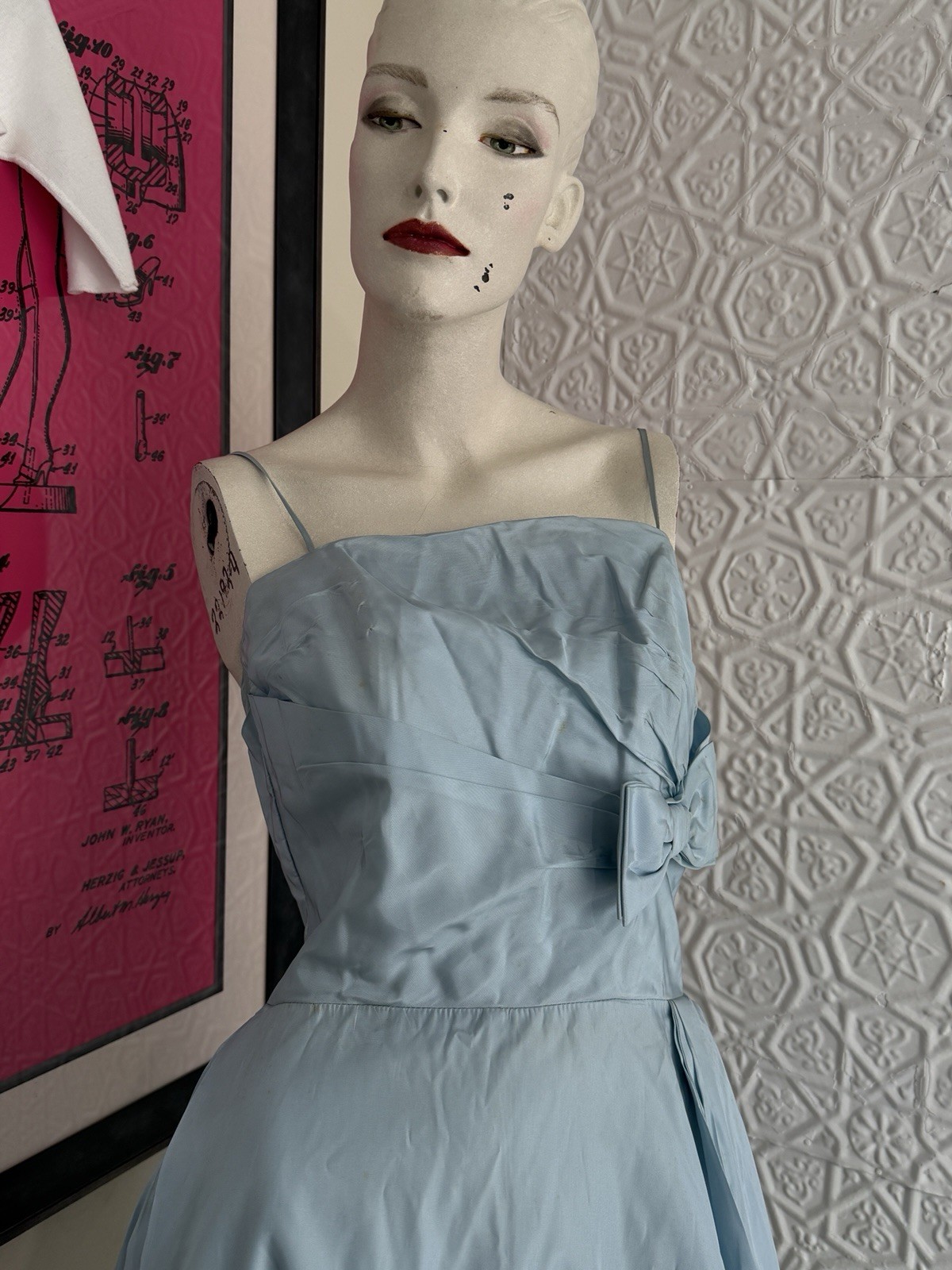 vintage 1950s gown baby blue taffeta bridesmaid prom small xs prom dress bridal