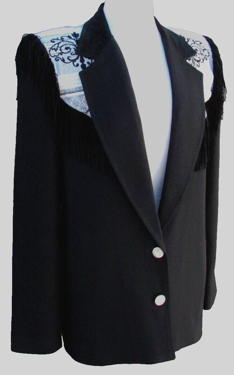Vintage 80’s Criscione Jacket Black Western Fringed-XS
