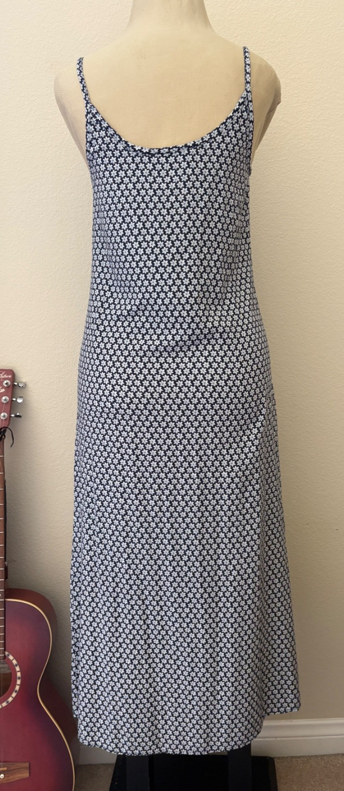 Vintage 90s Slip Dress Blue Floral All That Jazz Midi Sundress Grunge XS Simple