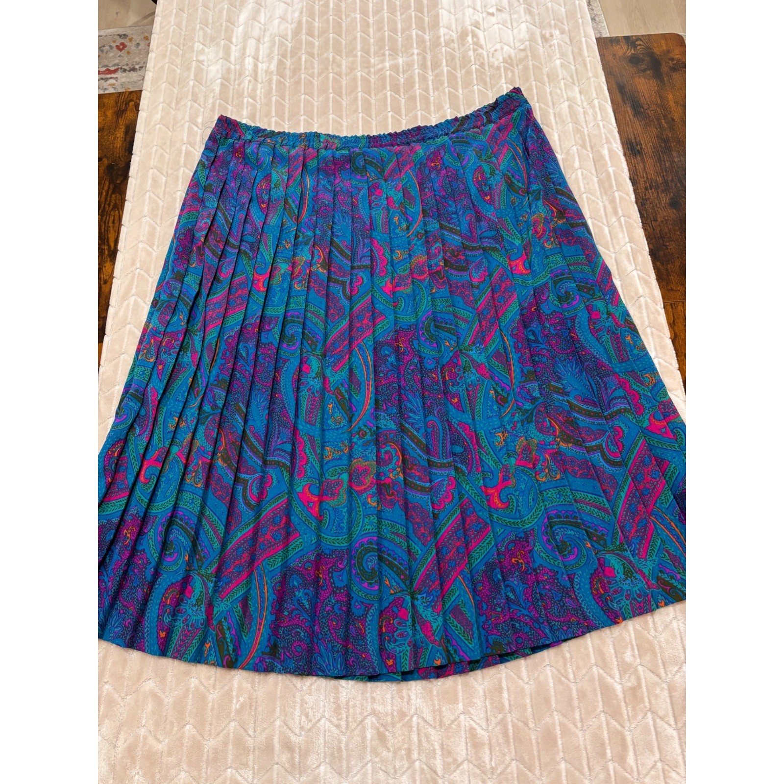 Vtg 80s 90s Alfred Dunner Pleated Midi Skirt 20 Paisley Whimsigoth Jewel Tone