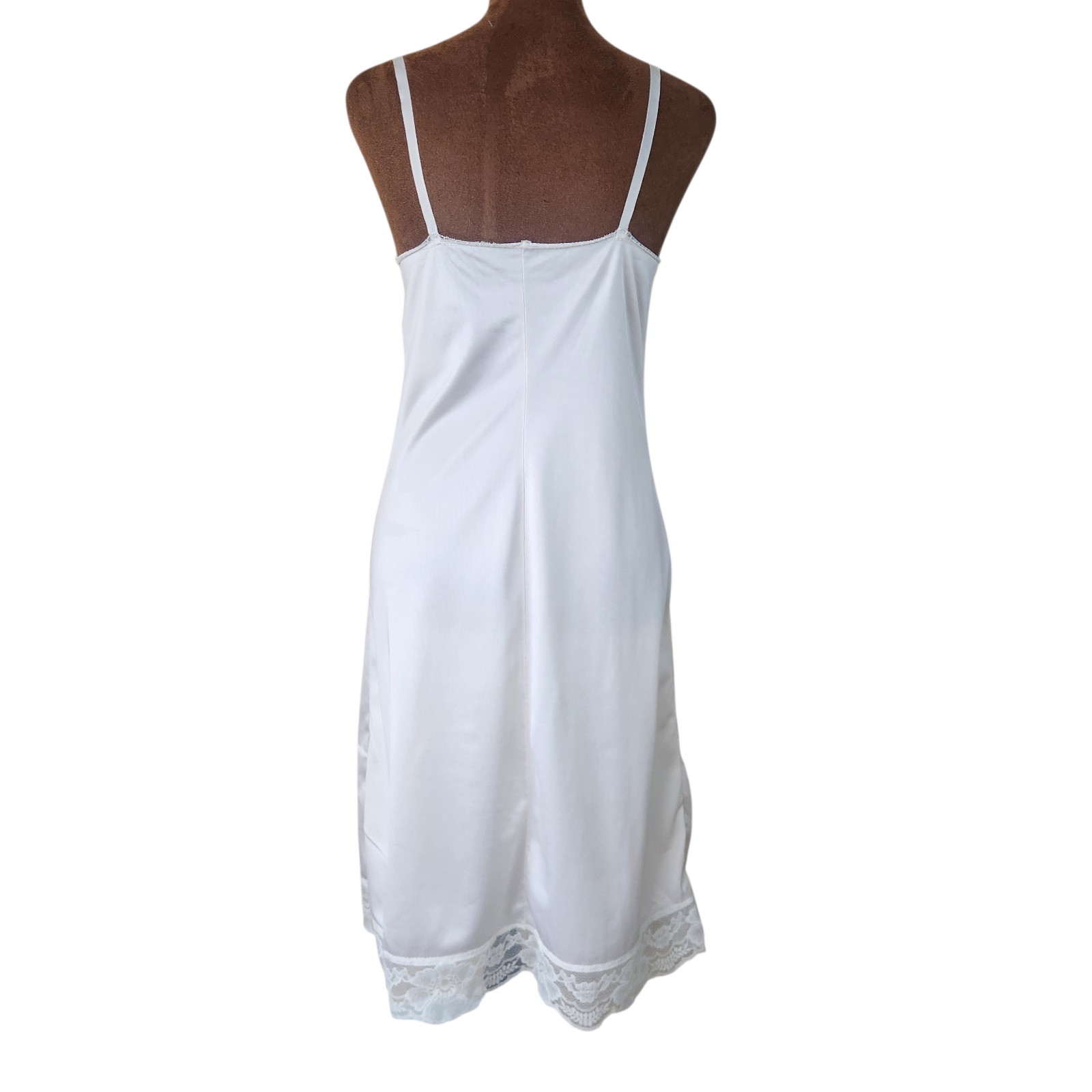 Kayser Vintage Slip Dress Floral Lace White Size 32 Adjustable Straps