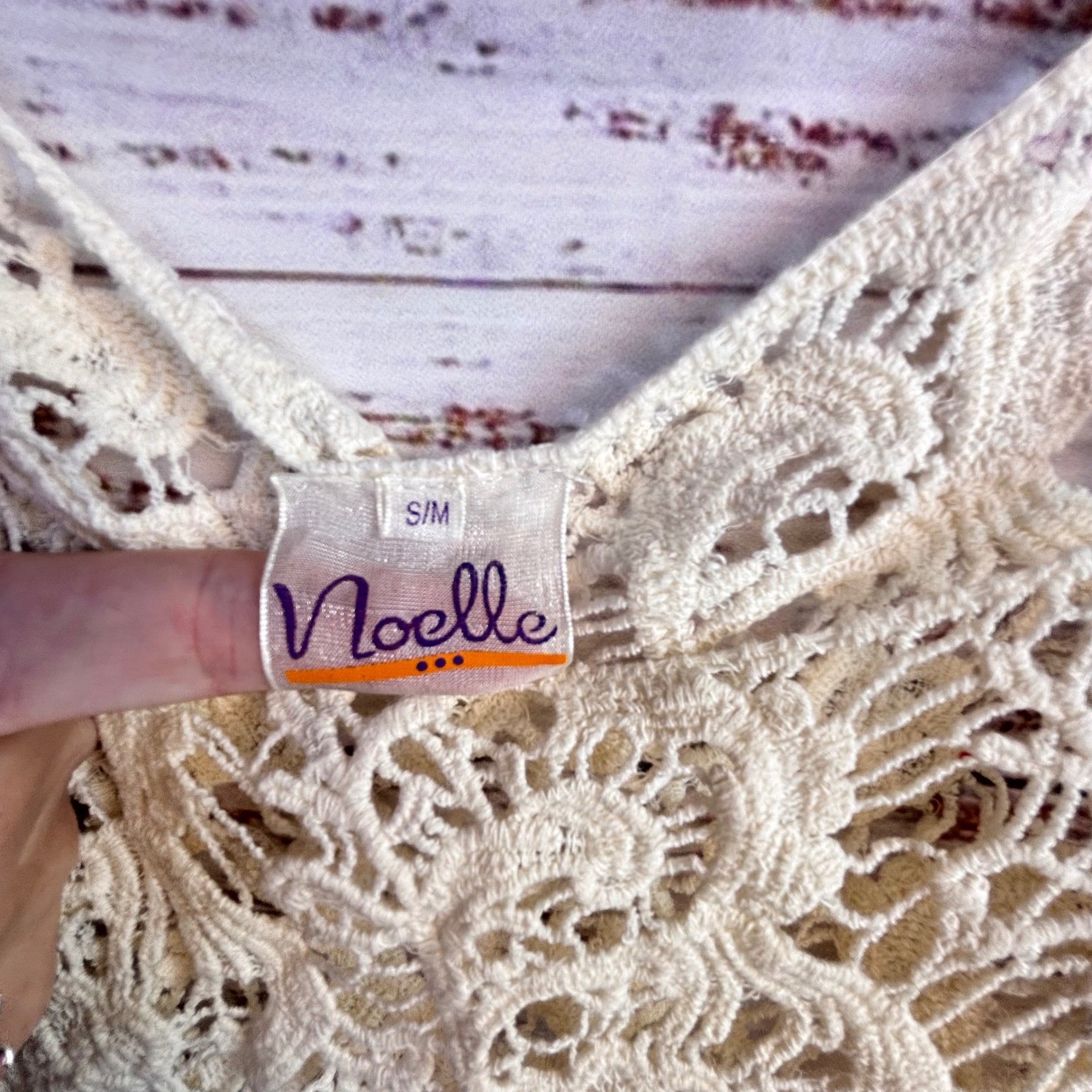 Vintage Crochet Top M Cream 100% Cotton Cottagecore Boho Romantic Shabby Chic