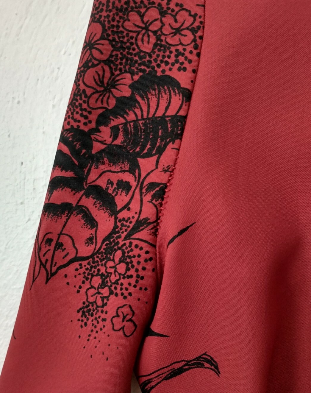 VTG Alex Colman Floral Leaves Palm Shirt Button Womens 70’s Sz 8 Red Old Money