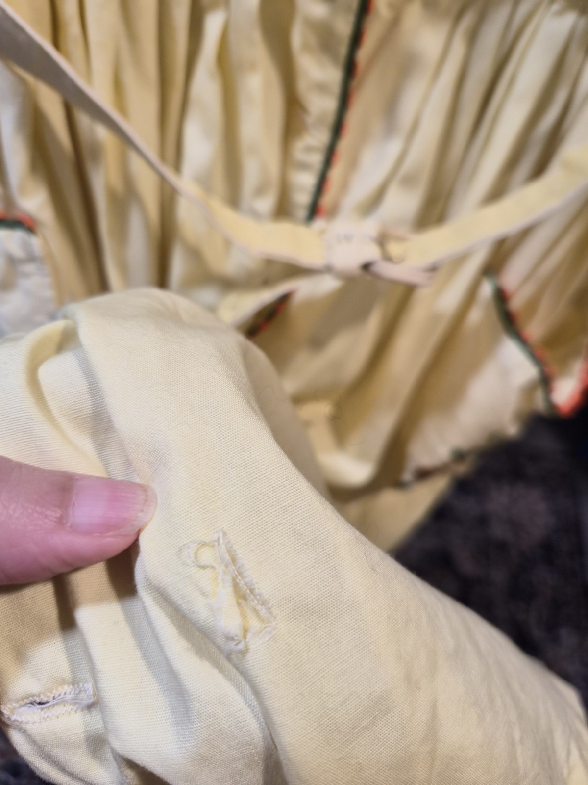 1960s Handmade Butter Yellow Cotton Dress With Embroidery