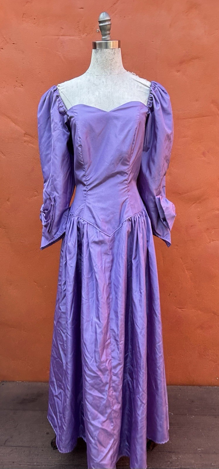 Vintage 1980s Lavender Bow Maxi Prom Dress. Evening Party Cocktail Formal Dress