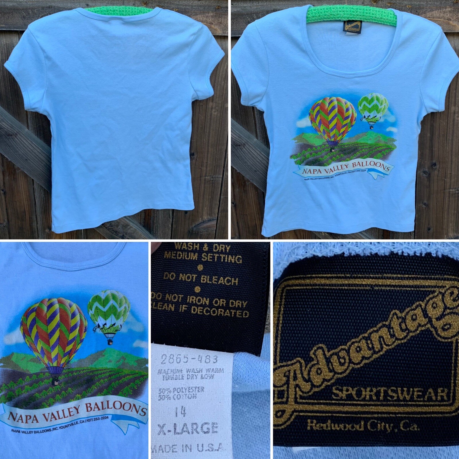 vintage Napa Valley Balloons hot air balloon t shirt womans ladies Size 14 XL