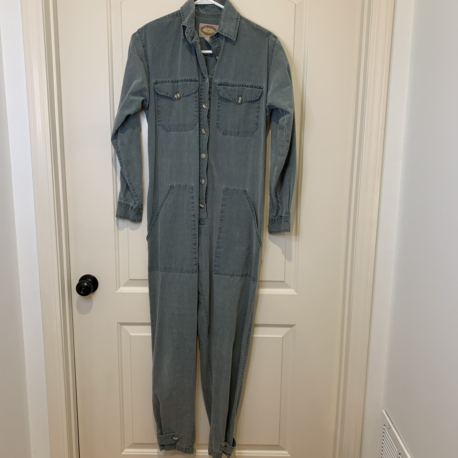 Vintage Banana Republic Cotton Utility Jumpsuit Sage Green Mill Valley Womens M