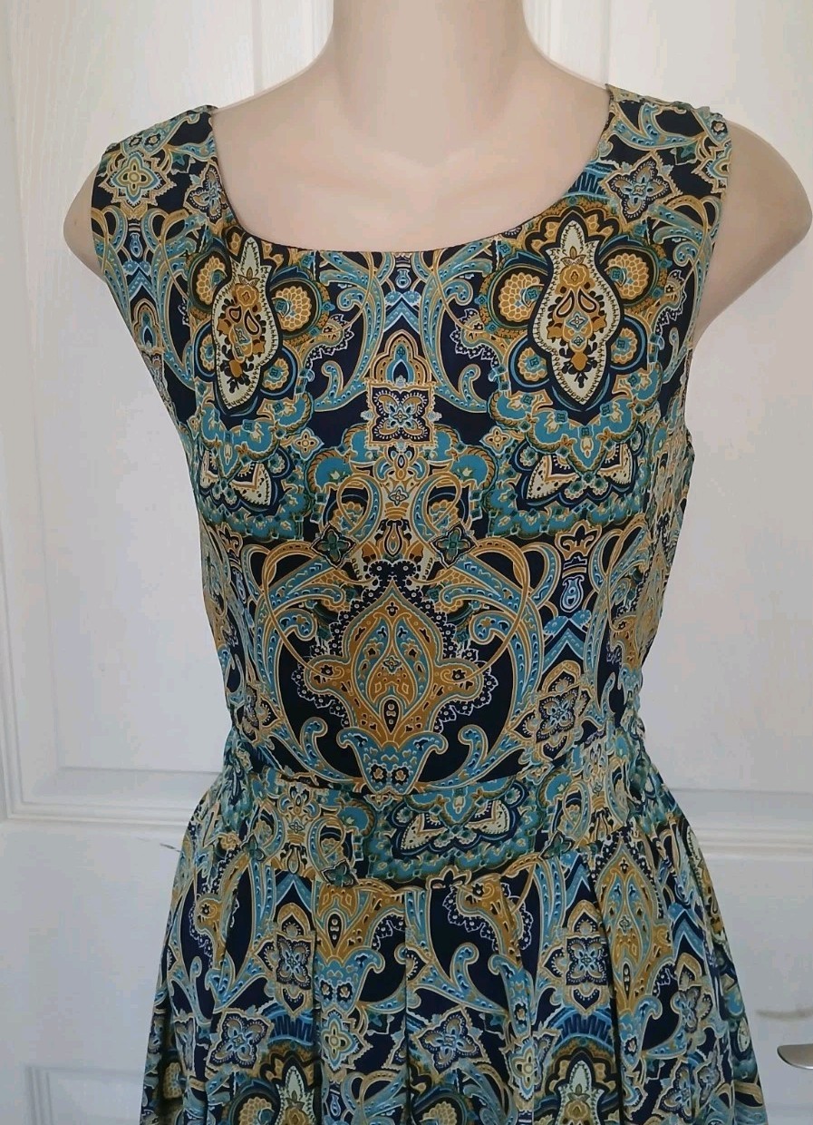 Shikha London Silk Print Fit & Flare Sash Tea Dress SM Weddings Parties Anything