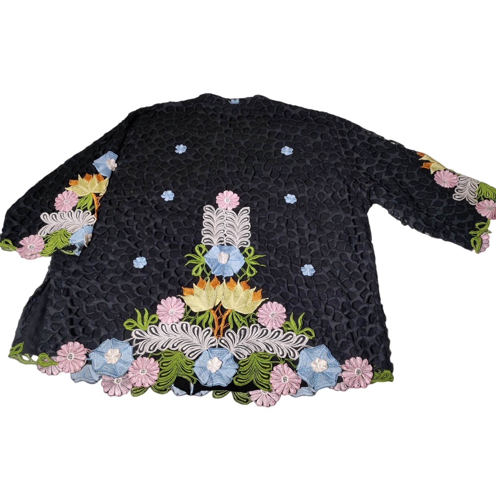 QUEEN CARO OF HONOLULU Vintage Cutwork Heavily Embroidered Applique Jacket Sz 3X