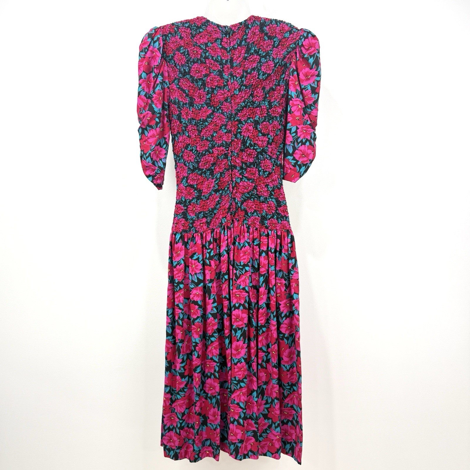 VTG Expo Dress Women’s 6 Floral Cottagecore Prairie Peasant Smocked Drop Waist