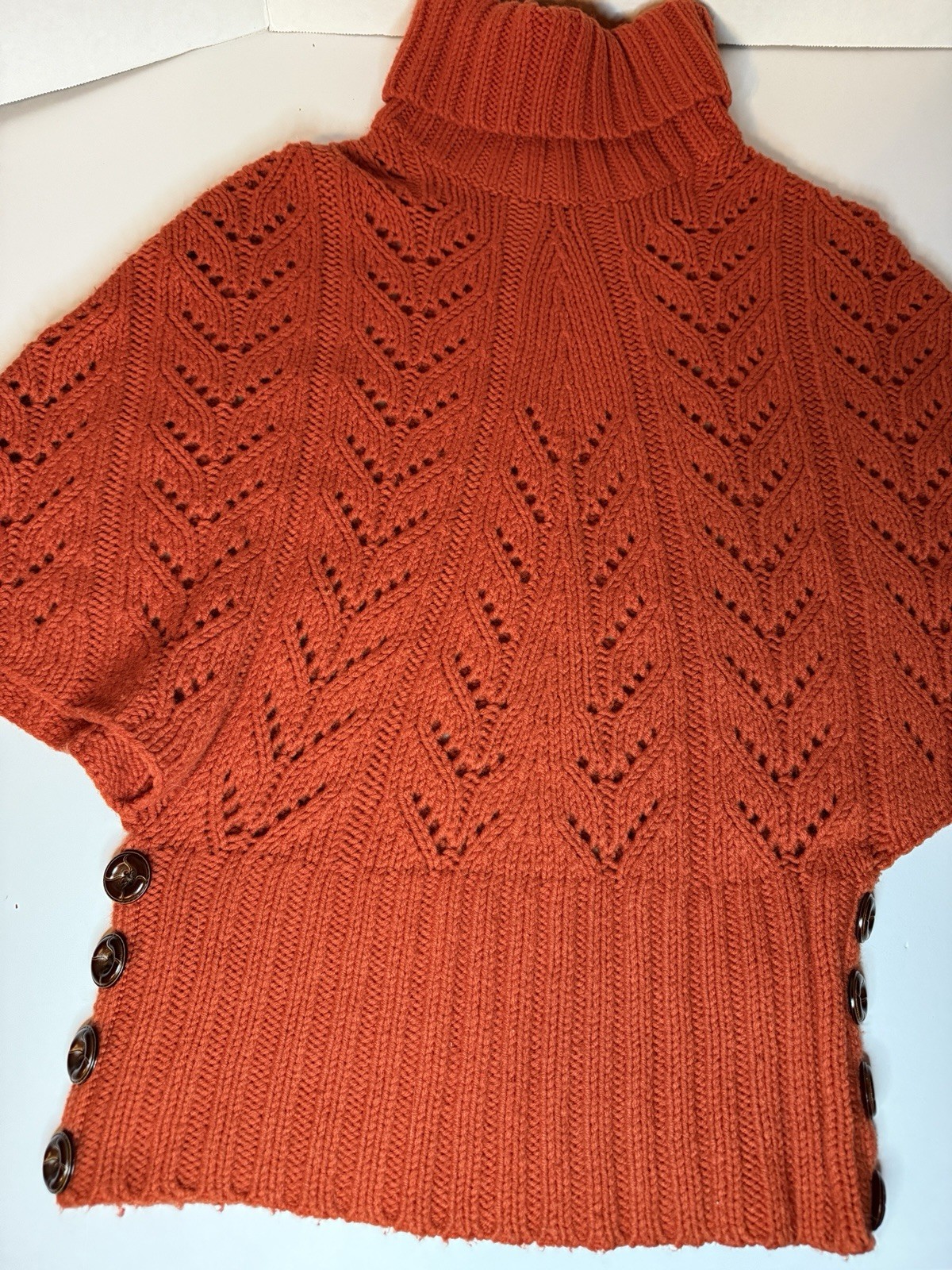 Vintage Esprit Collection Woman’s Knit Turtleneck poncho Wool Sweater Buttons M