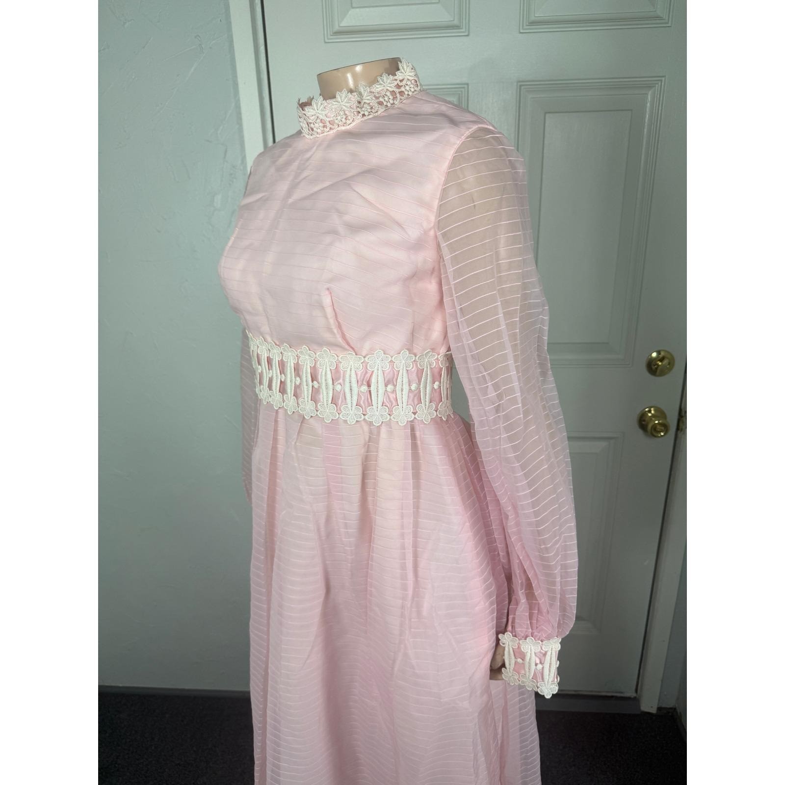 Vintage 70s Emma Domb Women’s Dress Bridesmaid Wedding Formal Maxi Lace H3-1
